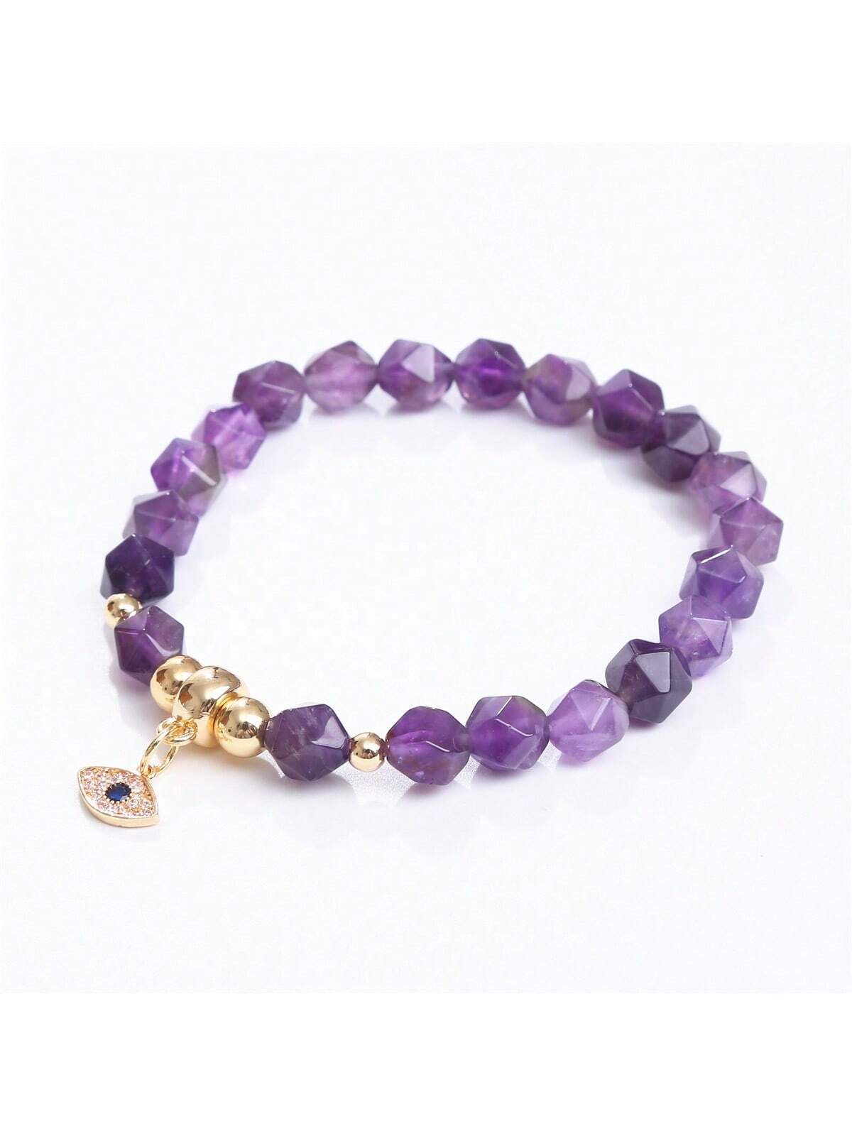 Fashionable Cross-border Cut Agate Crystal Beaded Sweet Style Bracelet With Rhinestone Decoration, Suitable For Daily Wear-Purple-1