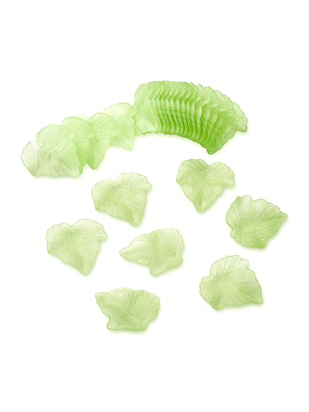 100pcs 24x22.5x3mm Clear Frosted Acrylic Leaf Pendants For Jewellery Making Accessories-Green-1