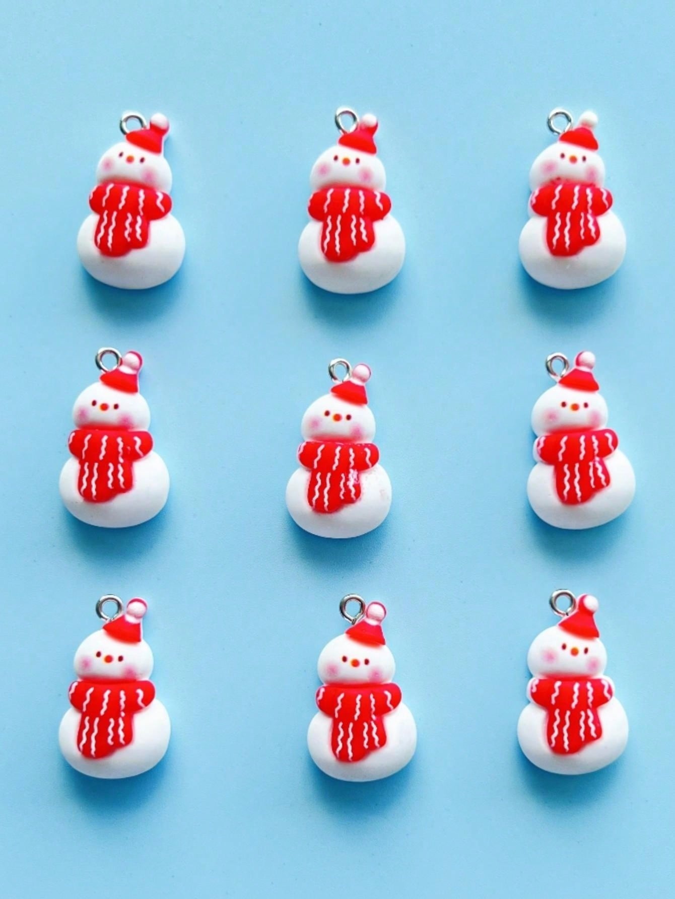 9pcs Diy Christmas Theme Beads, Including Cute Snowman, Hat, Suitable For Necklace, Earring, Keychain Making, Etc.-Multicolor-1