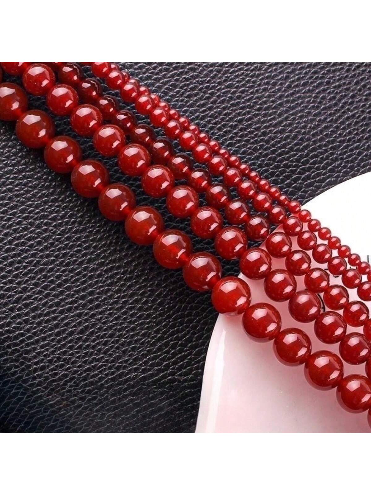 Fashionable Red Agate Round Beads For Diy Bracelet & Necklace Making--1