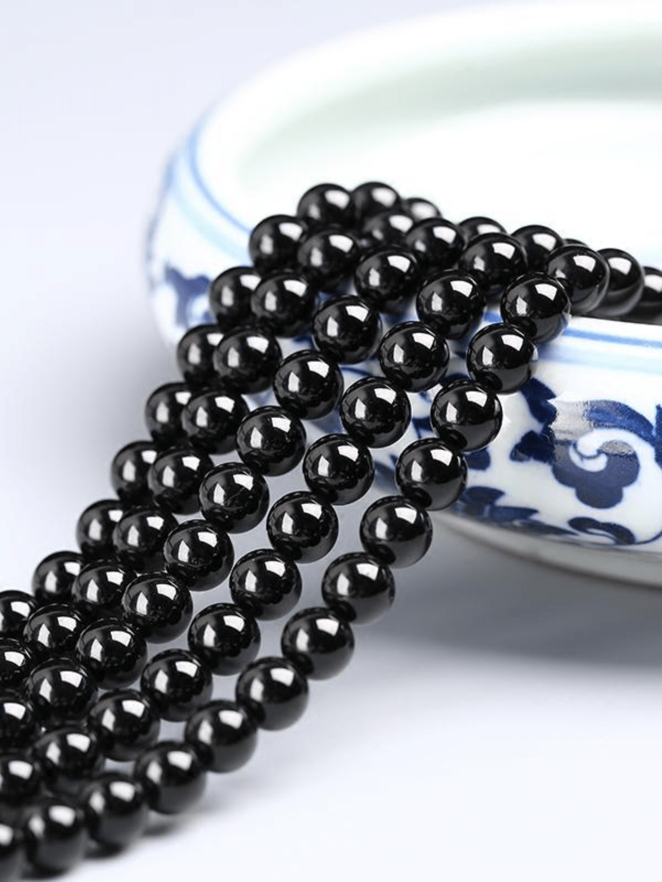 50pcs Black Color Round Shaped Glass Beads With Hole For Diy Bracelets, Necklaces, Anklets-Black-1