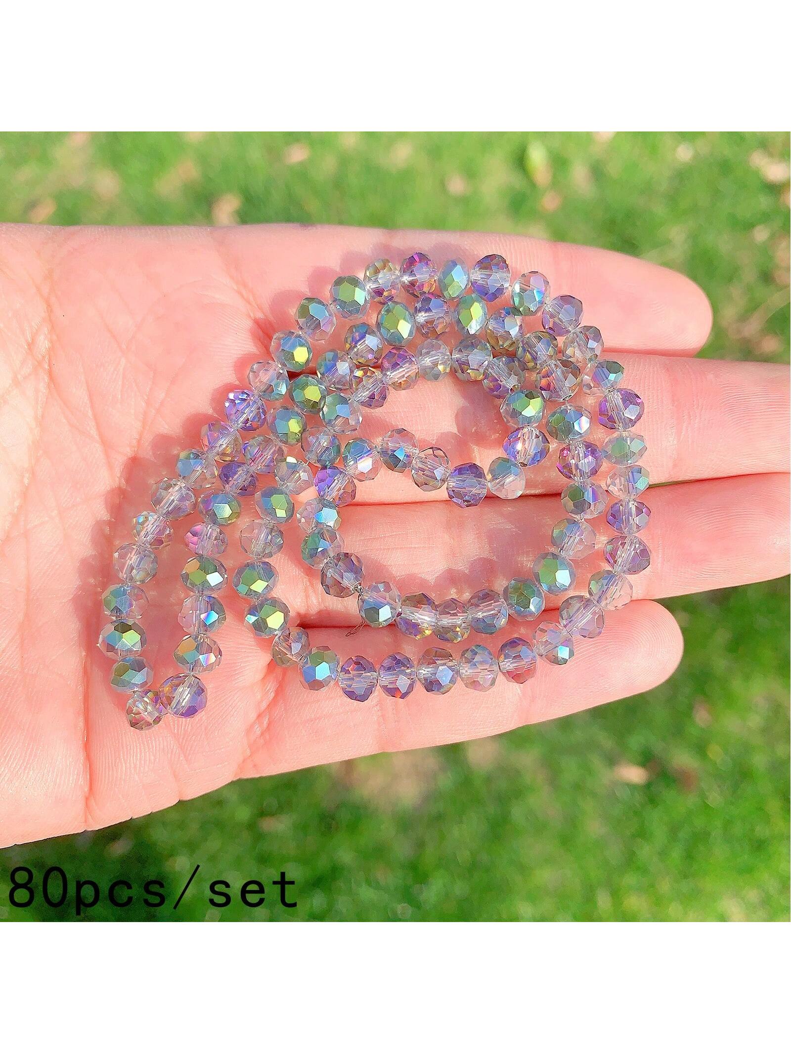 Rose Pink & Green Crystal Glass Beads For Jewelry Making Including Spacer Beads Diy Handmade Bracelets And Necklaces Women's Basic Jewellery Accessories--1