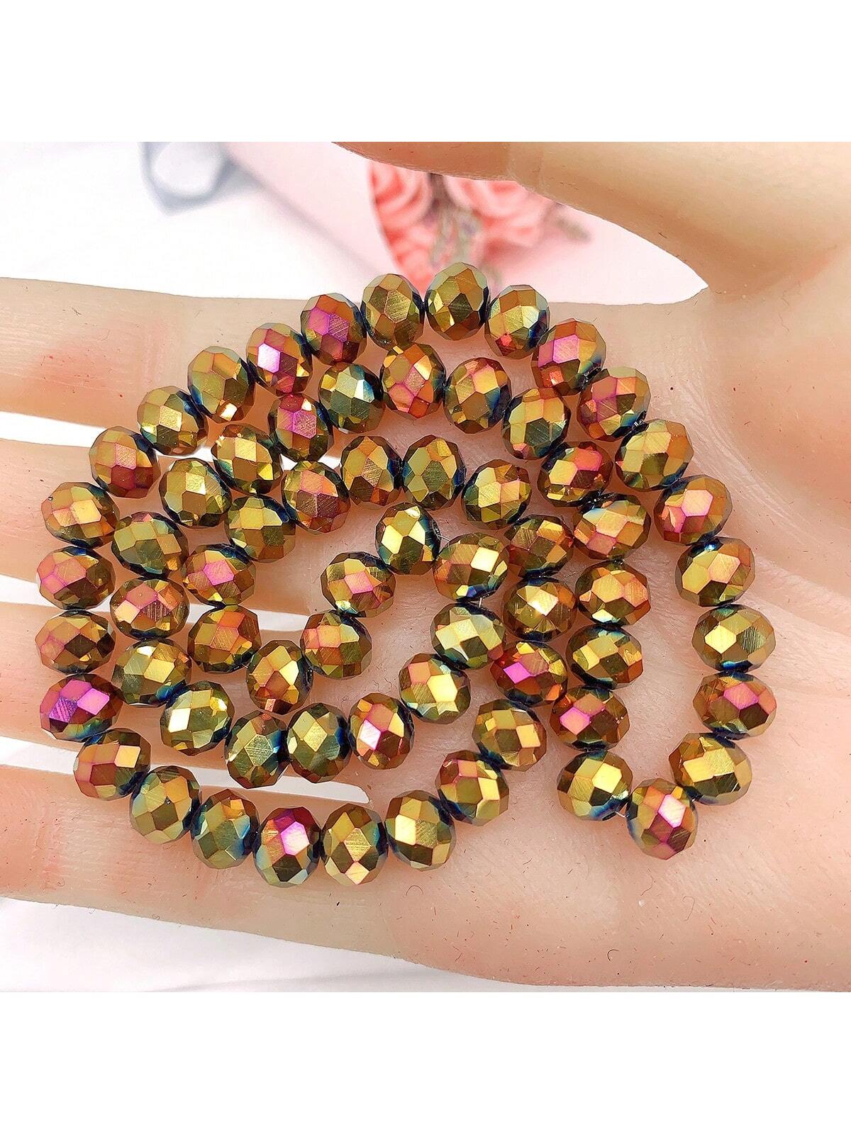 60pcs/set Red Multicolor Crystal Beads, Cut Surface Glass Beads, Spacers For Diy Jewelry Making, Bracelets And Necklaces--1