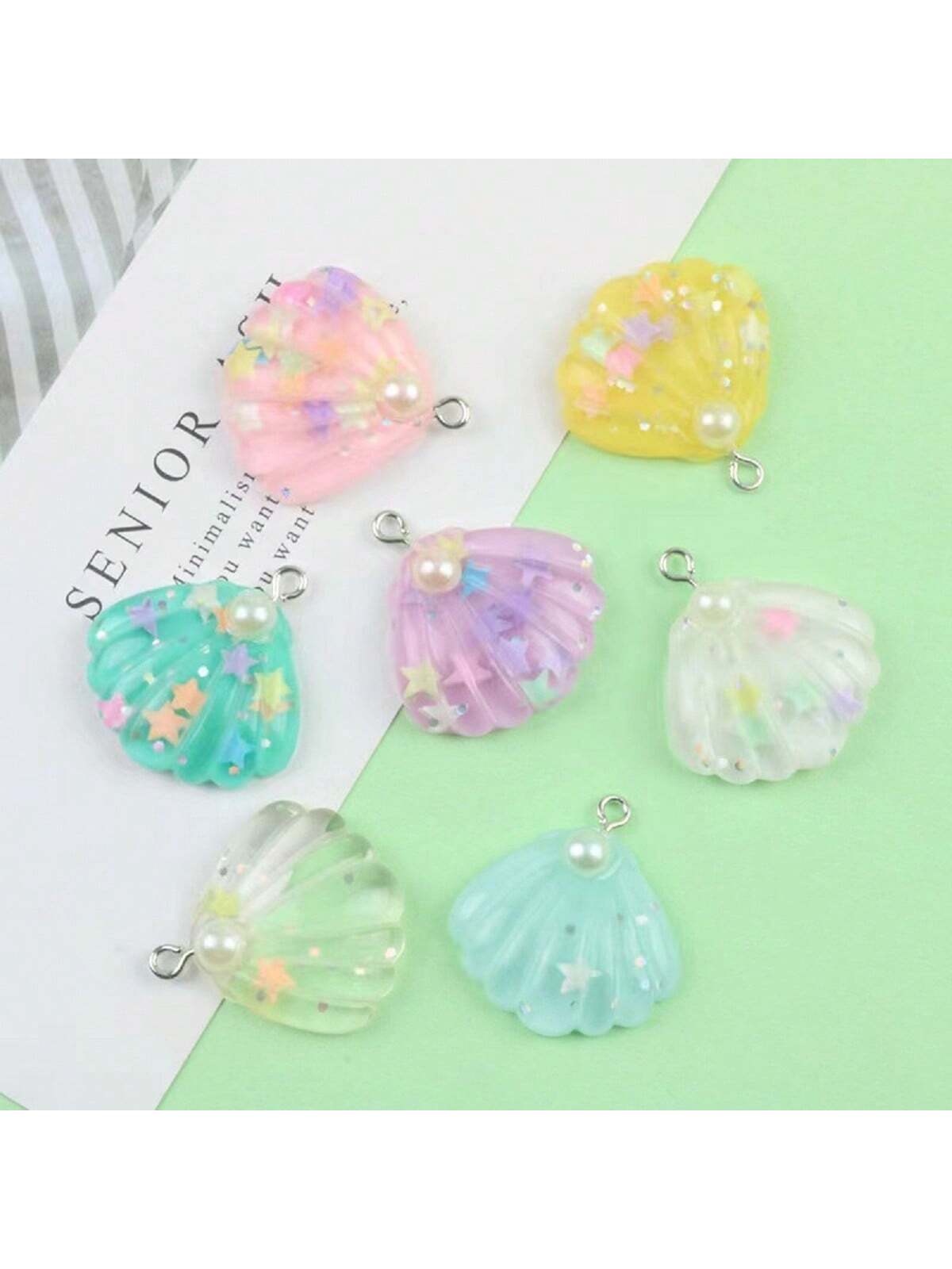 7pcs Random Resin Mixed Seashell Pendants For Diy Necklace, Bracelet, Earrings And Jewelry Decorations-mixed pack-1