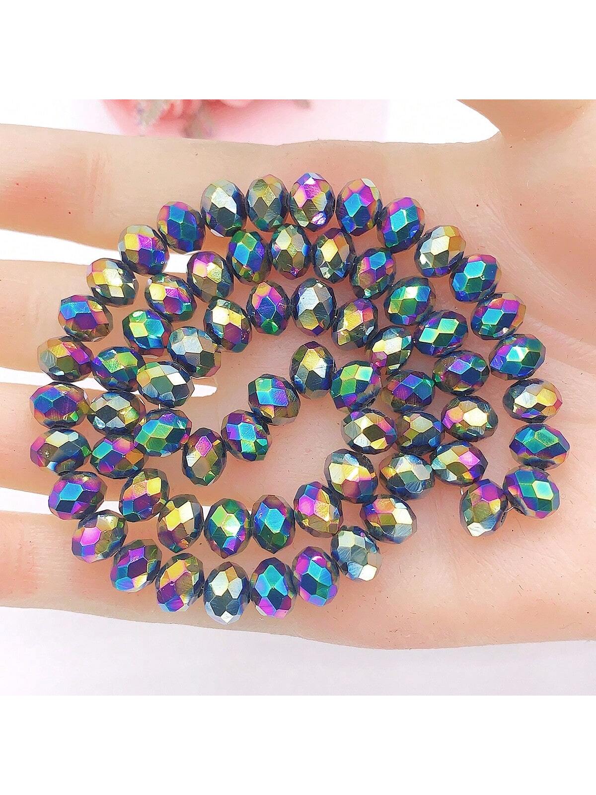 60pcs/set Multicolor Faceted Crystal Glass Beads With Spacer Beads, Diy Basic Jewelry Making Supplies For Women's Bracelet & Necklace--1