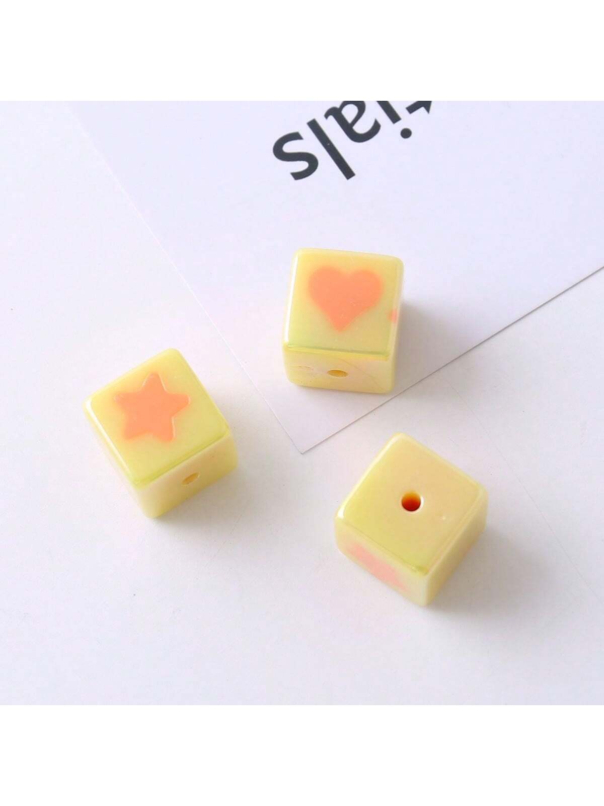 10pcs Yellow Uv Plated Acrylic Beads For Diy Bracelets, Necklaces, Phone Chains And Other Accessories-Yellow-1