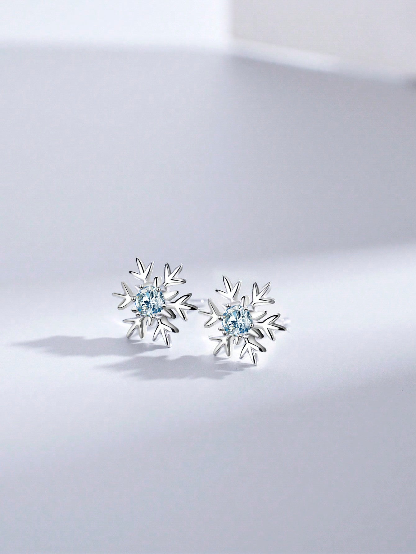 S925 Sterling Silver Snowflake Earrings For Women, Minimalist & Unique Design, Gift For Girlfriend--1