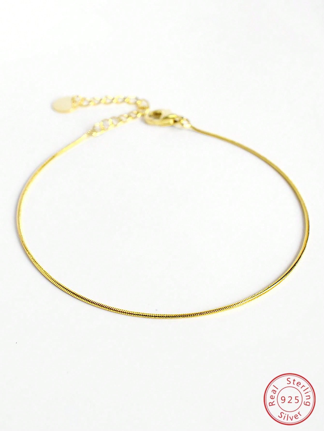 1pc Exquisite & Minimalist Thin Chain Bracelet For Women's Daily Outfit-Gold-1