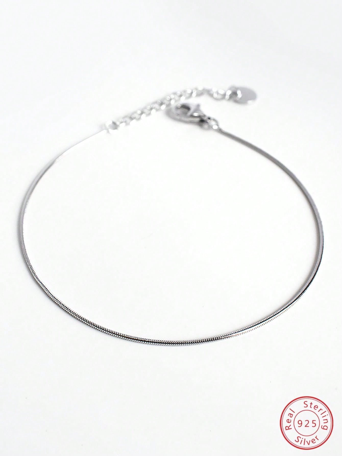 1pc Exquisite & Minimalist Thin Chain Bracelet For Women's Daily Outfit-Silver-1