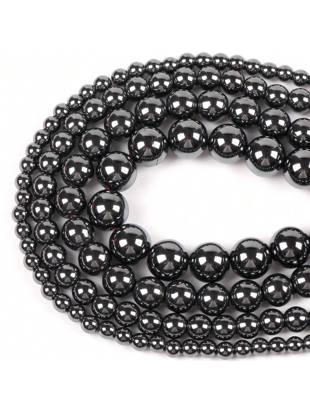 1 Strand 3/4/6/8/10mm Natural A+ Black Hematite Stone Round Loose Spacer Beads For Jewelry Making Bracelet Handmade 15''-Black-1