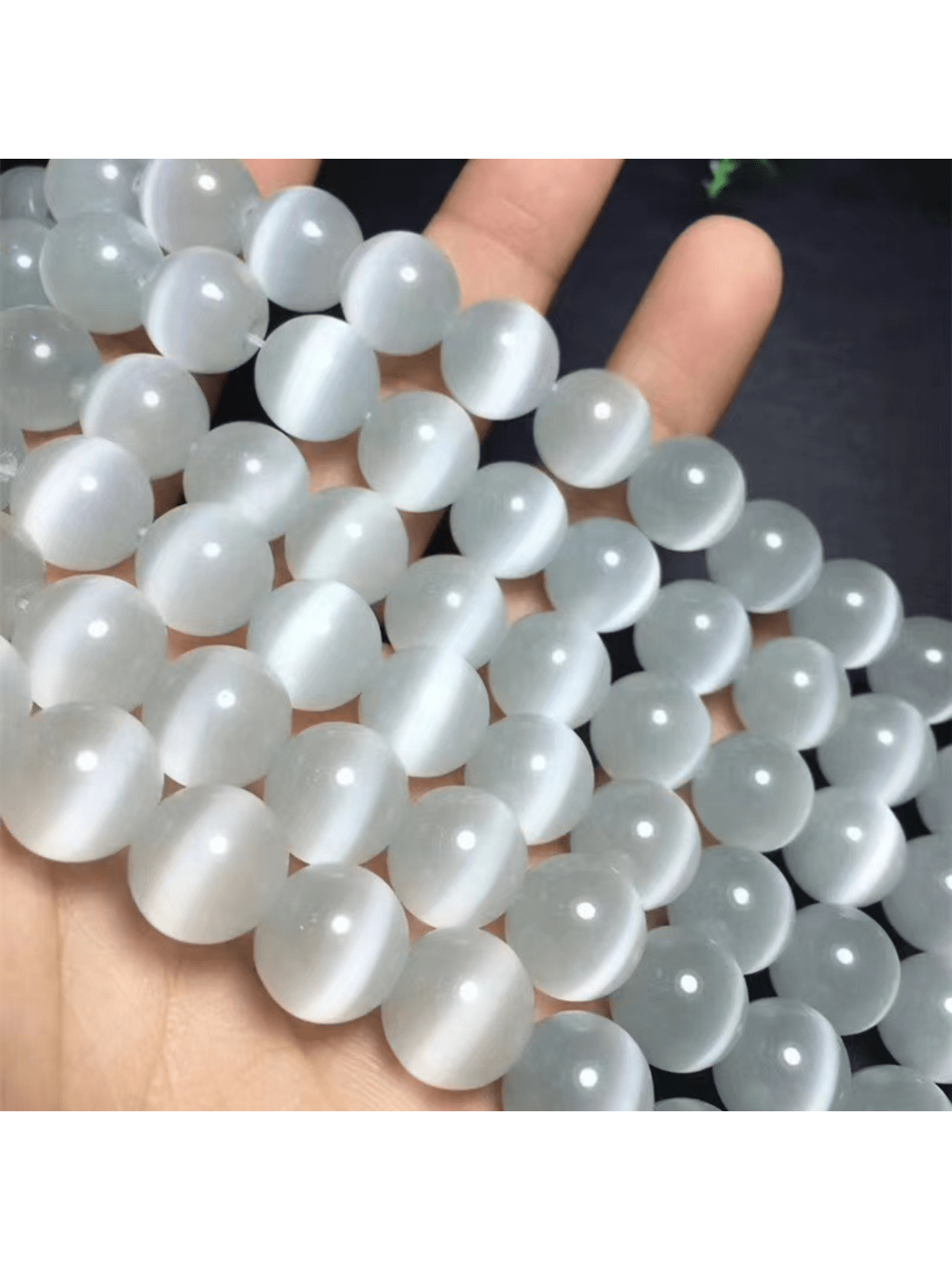 8mm Real Selenite Stone Beads For Artificial Jewelry Making White Opal Beads For DIY Bracelet Necklace Earring Moonstone Beads--1