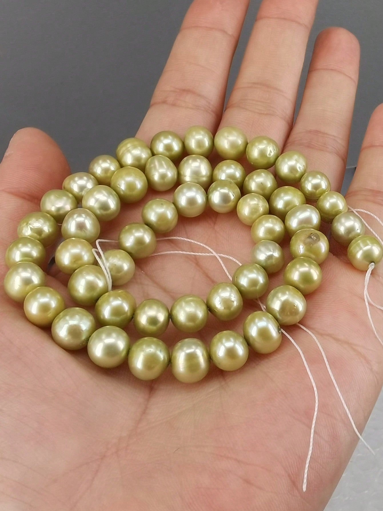 One strand 9-10mm patato freshwater pearl 38.5cm beads for necklace or bracelet making women daily life random shipment-Green-1