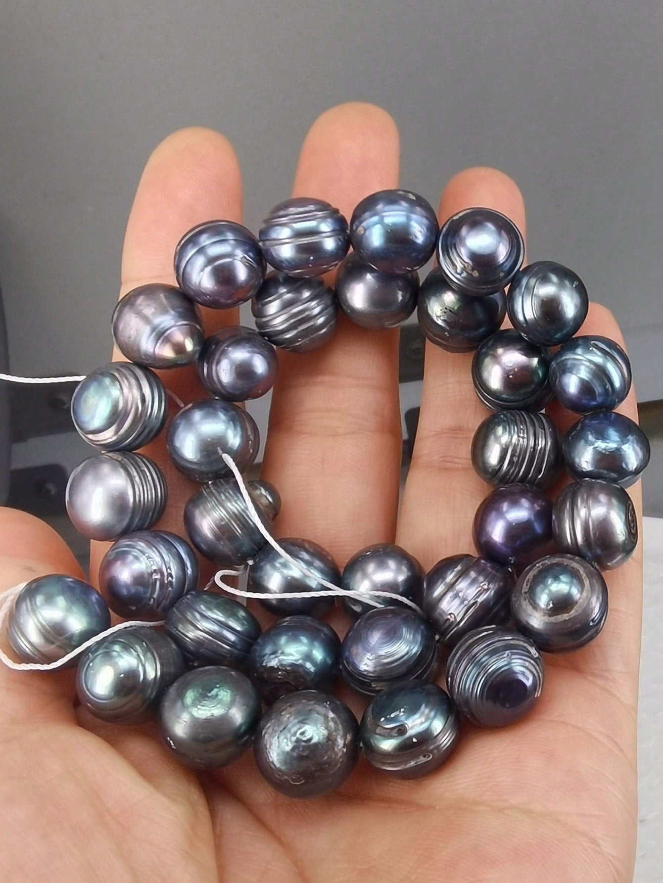 One strand 11-13mm patato black deep growth veins high light freshwater pearl 39cm beads for necklace or bracelet making women daily life random shipment-Black-1