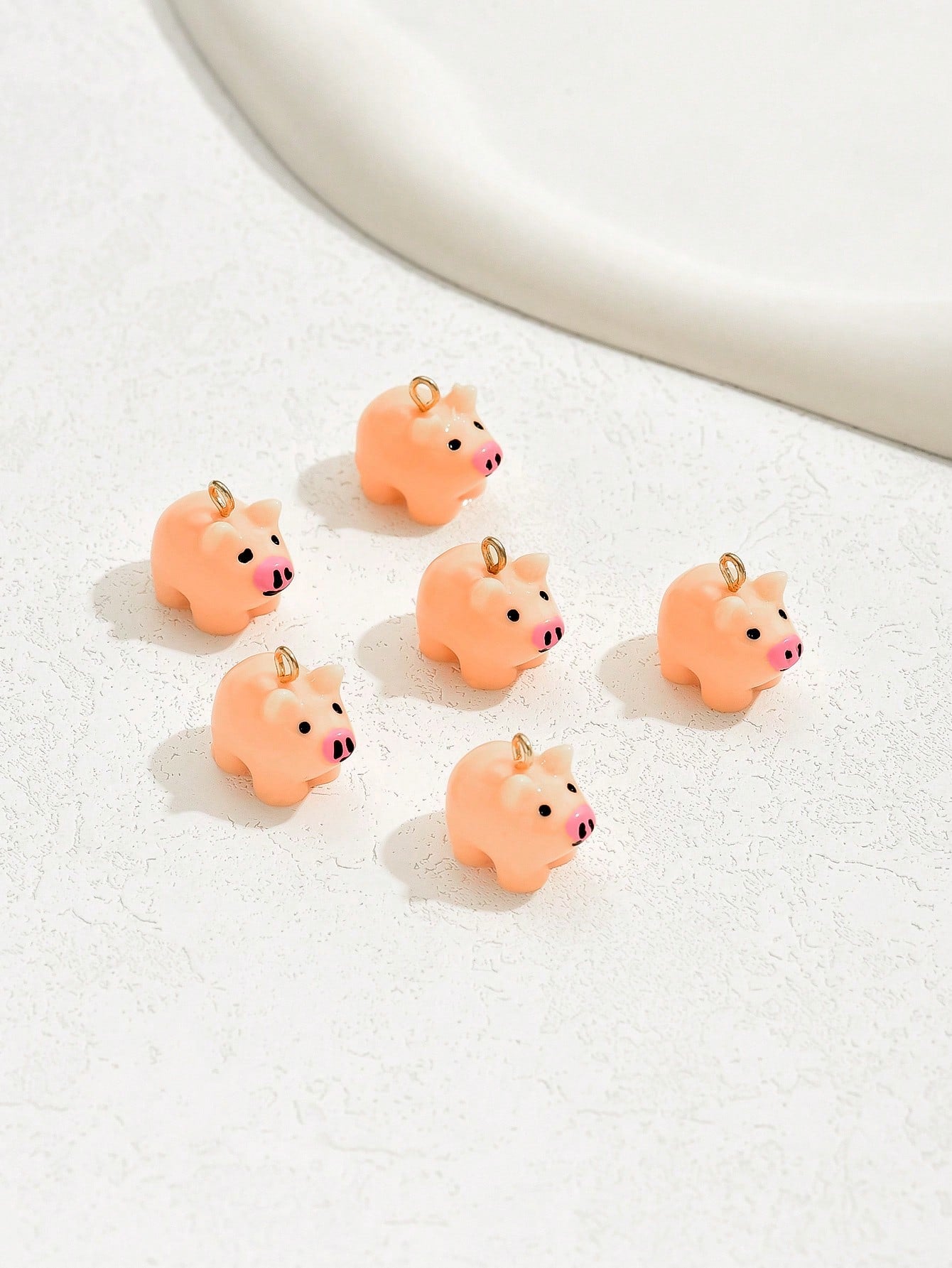 6pcs Cute Cartoon Pig Pendant For Diy Bracelet, Earrings, Necklace & Beaded Jewelry Making--1