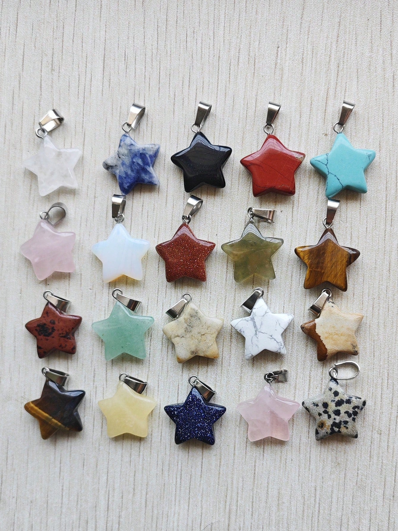 20pcs Natural and synthetic stone star pendants for necklaces jewelry making-Multicolor-1