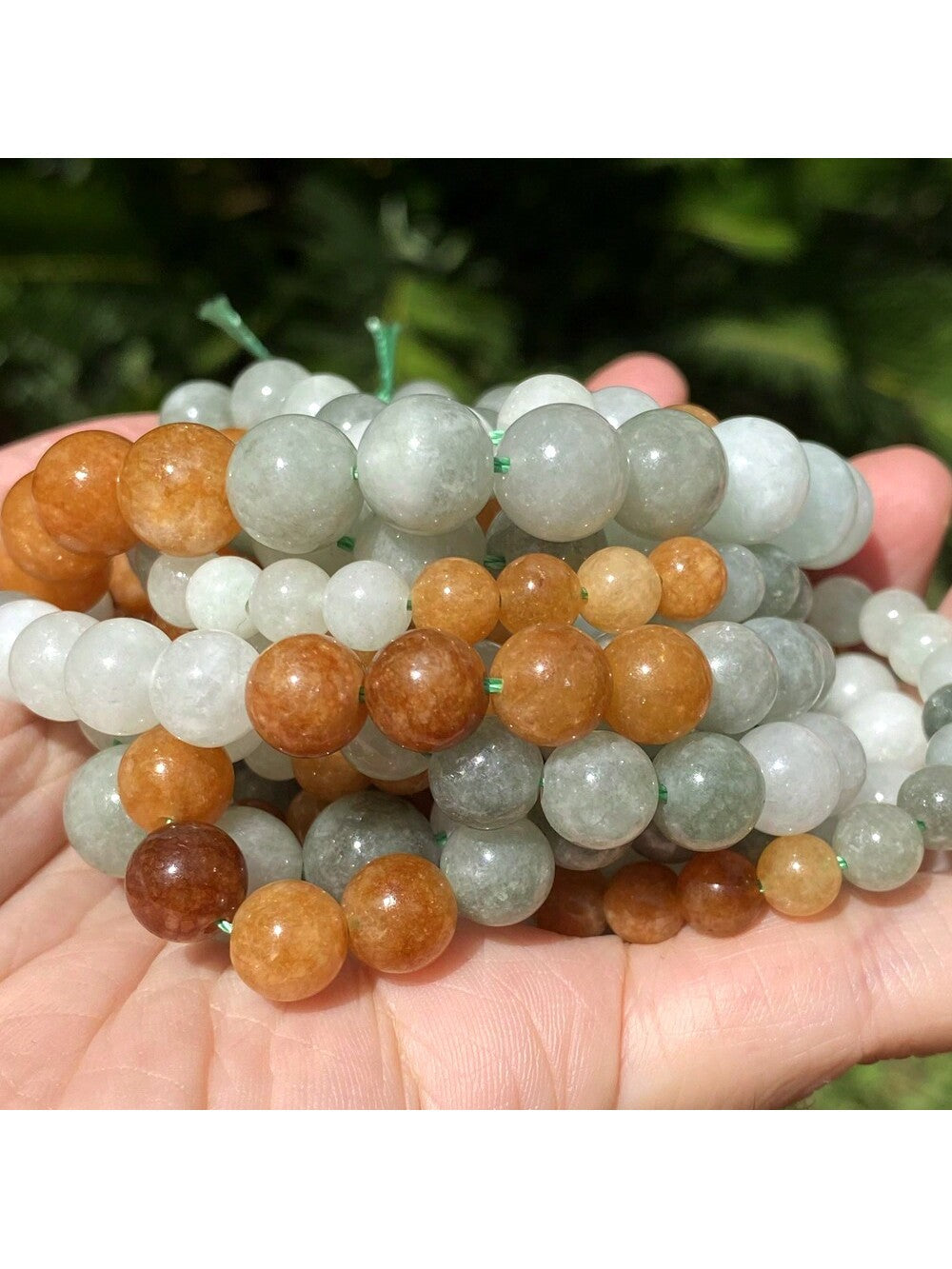 1 Strand Natural Stone Beads 6 8 10mm Tricolor Jades Round Spacer Beads For Jewelry Making DIY Handmade Bracelet Necklace 15''-Multicolor-1