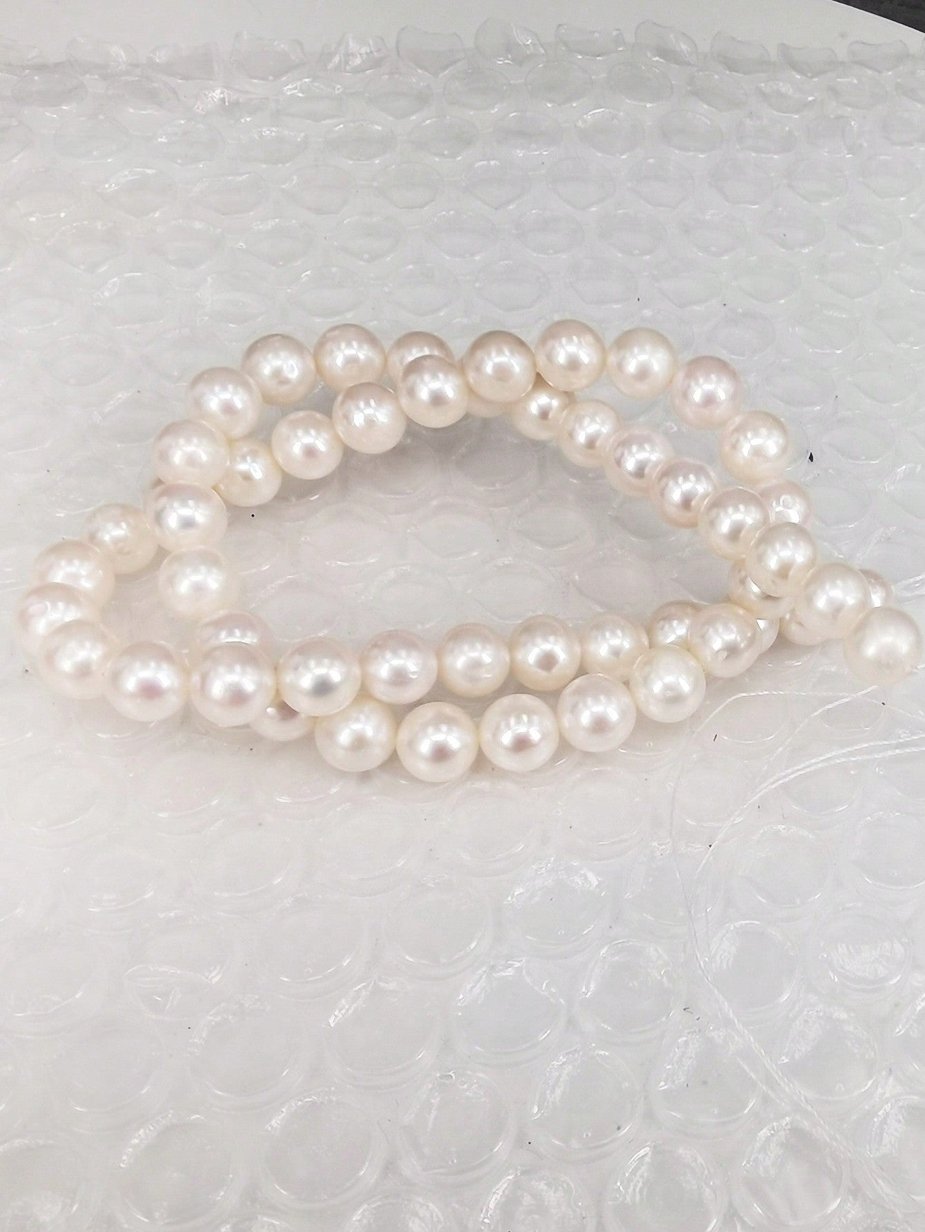 One strand natural 8-9mm round white high light freshwater pearl 40cm beads for necklace or bracelet making women daily life random shipment-White-1