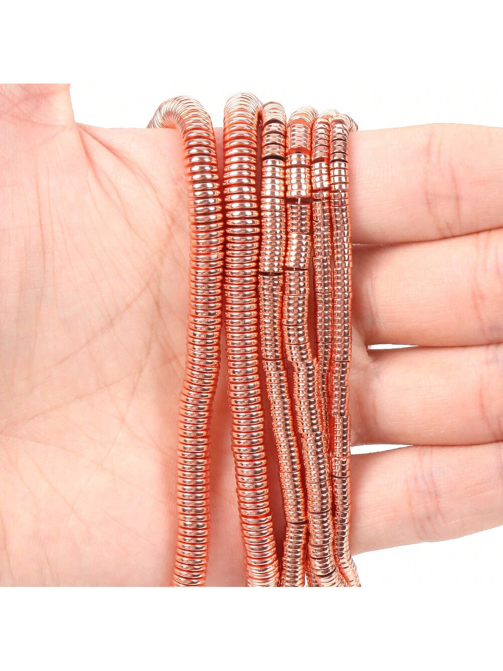 1 Strand Natural Stone Beads Colorful Hematite Spacer Round Loose Beads For DIY Jewelry Making Necklace Bracelet Accessories 3/4/6mm 15''-Rose Gold-1