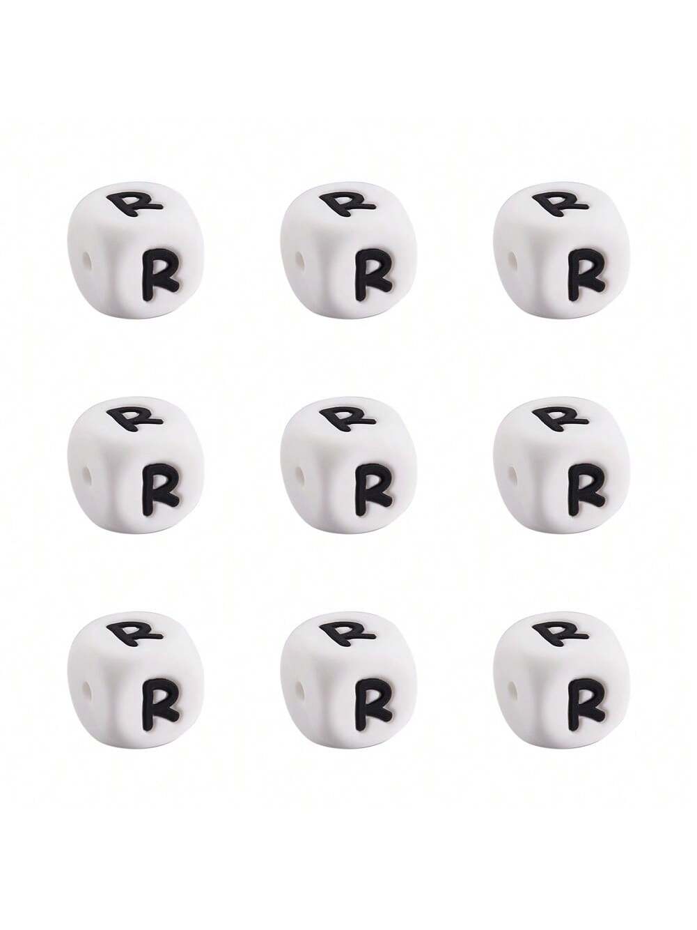 10pcs 12x12x12mm Cubic  Environmentally Friendly Silicone Beads, Letters, DIY Bracelet Necklace Earrings Keychain, DIY Assorted Jewellery Crafts--1