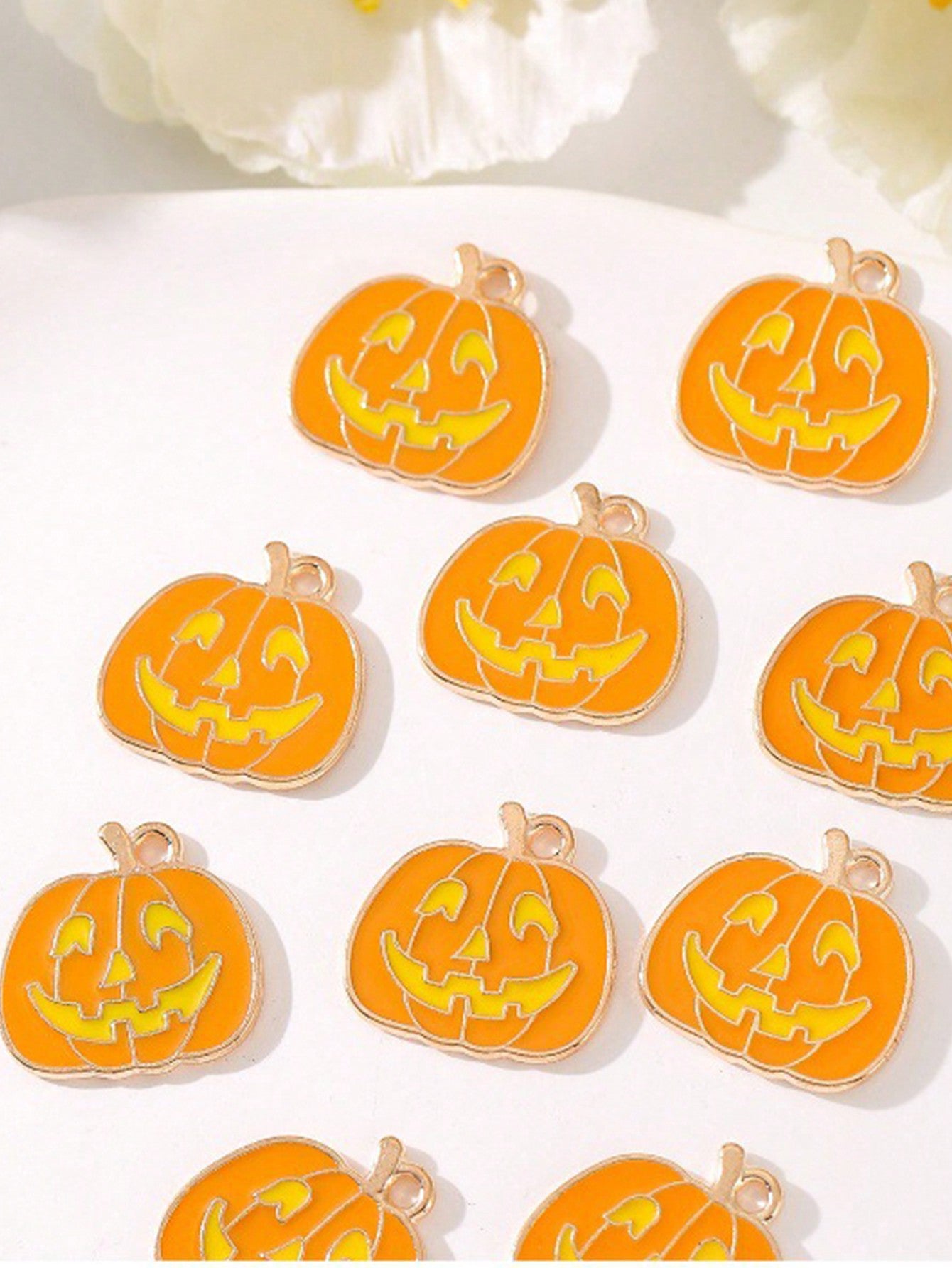 3PCS 2*2cm pumpkin zinc alloy for necklace or bracelet making for Halloween-Yellow-1