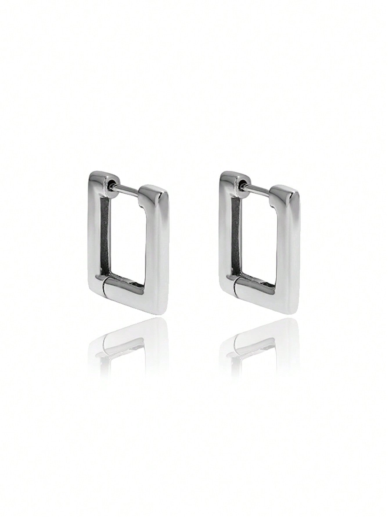 1pair Elegant And Trendy Simple Style Square Earrings Made Of 925 Sterling Silver, Great Gift For Women On Party, Birthday Or Anniversary-Silver-1