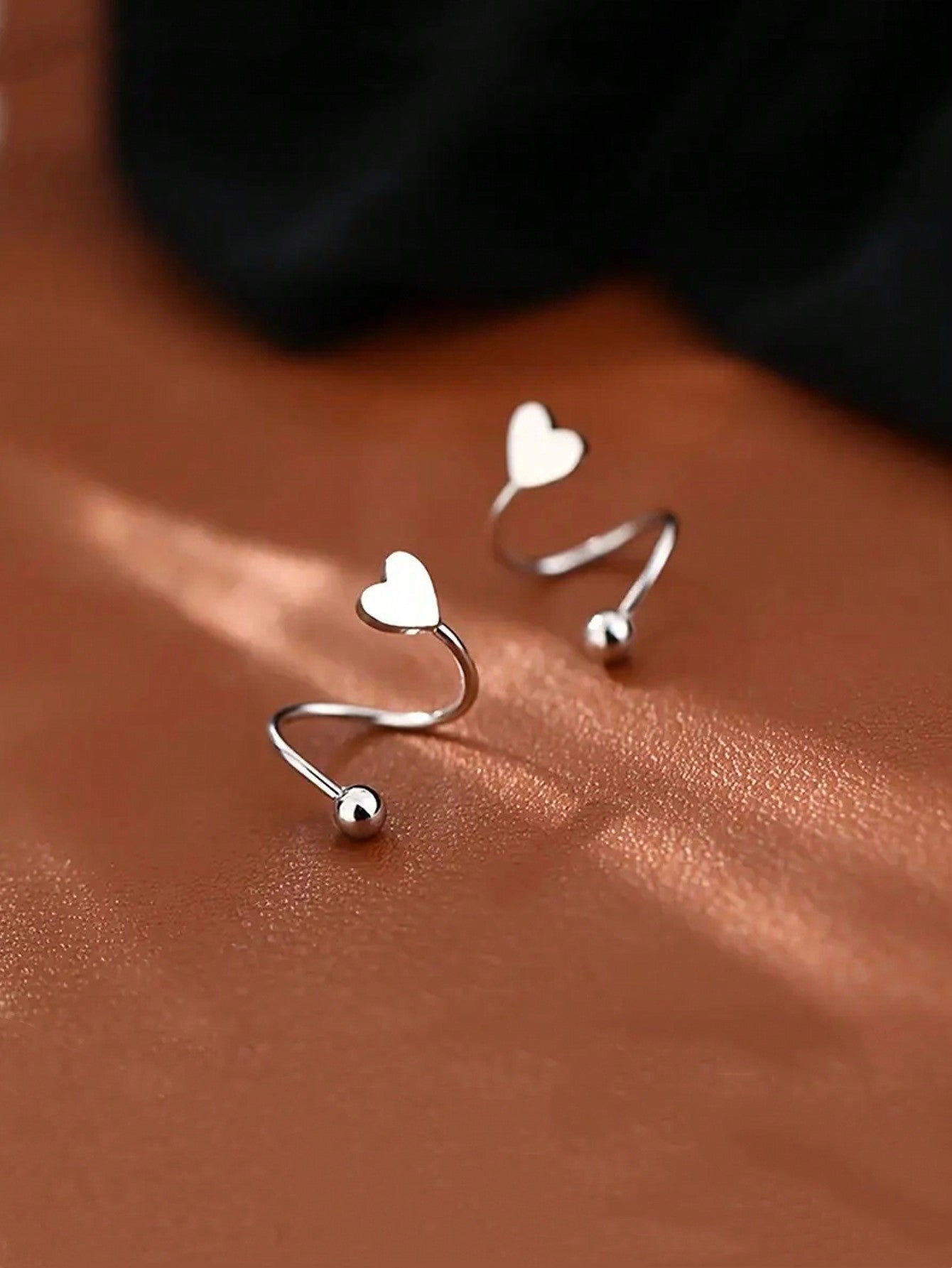 Women's Titanium Steel Love Stud Earrings Personality Jewelry Gift-Silver-1