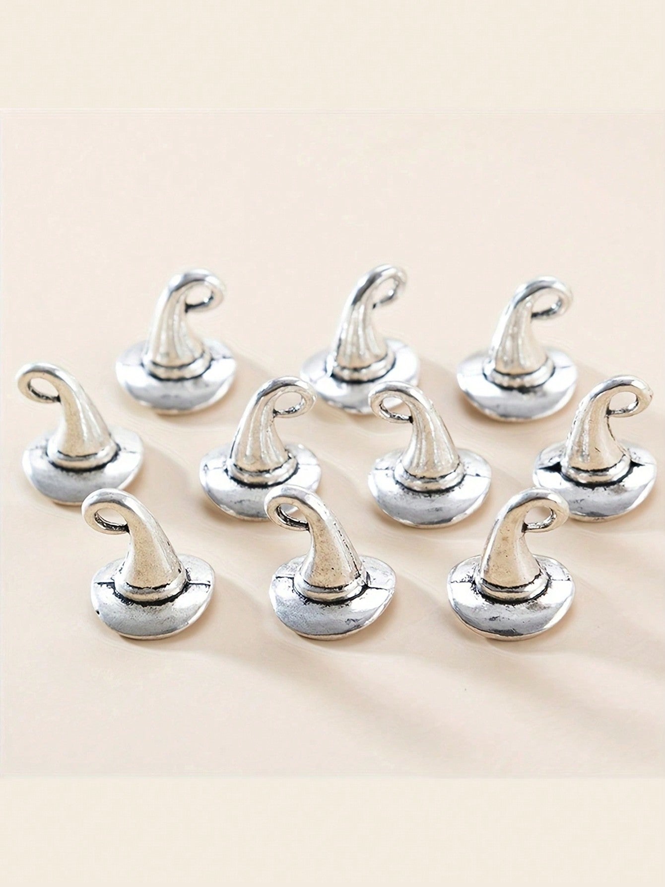 10pcs Fashionable Antique Silver Wizard Hat Pendant, Suitable For Women's Daily Wear-Antique Silver-1