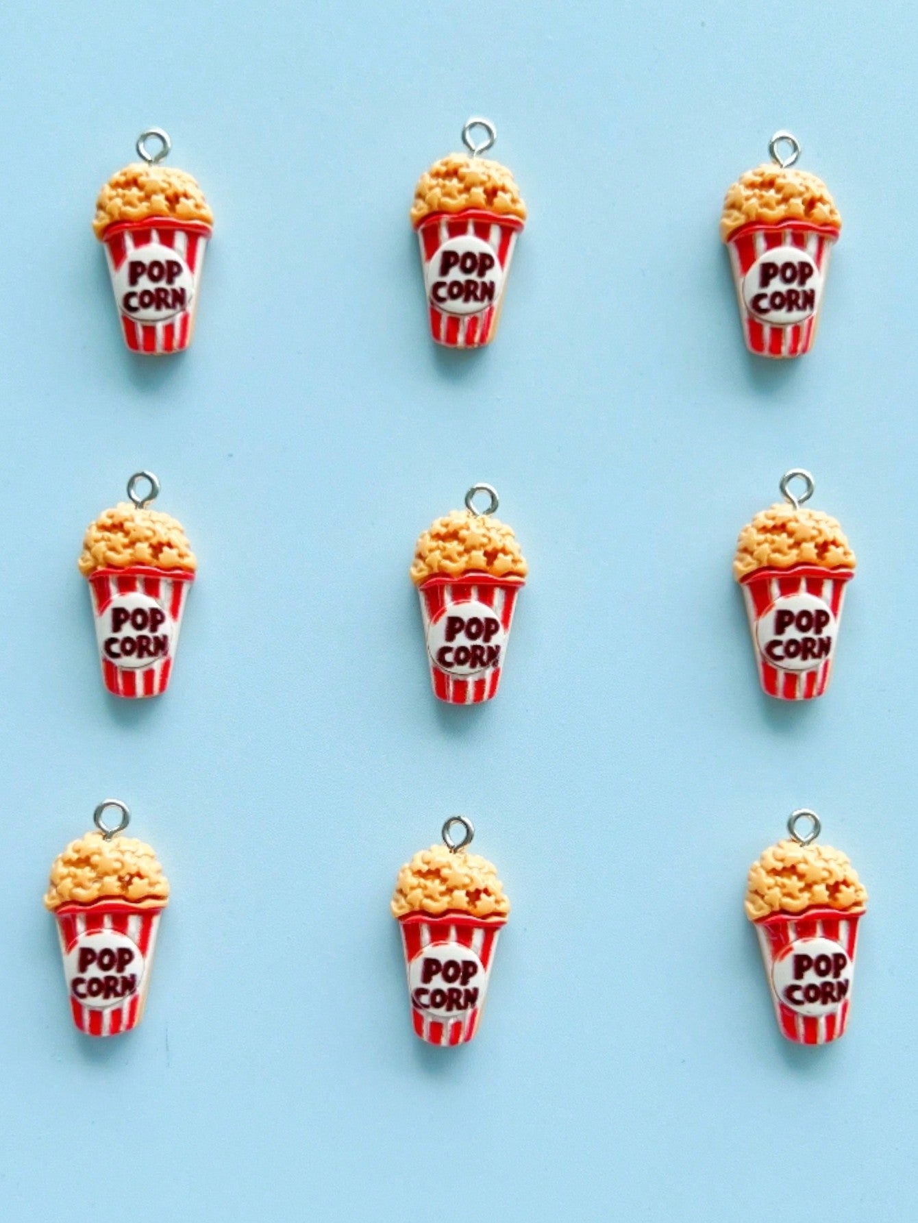 9pcs Food-inspired Diy Jewelry Pendant Set, Including Popcorn, Suitable For Making Necklace, Earrings, Keychain And Other Accessories-Multicolor-1