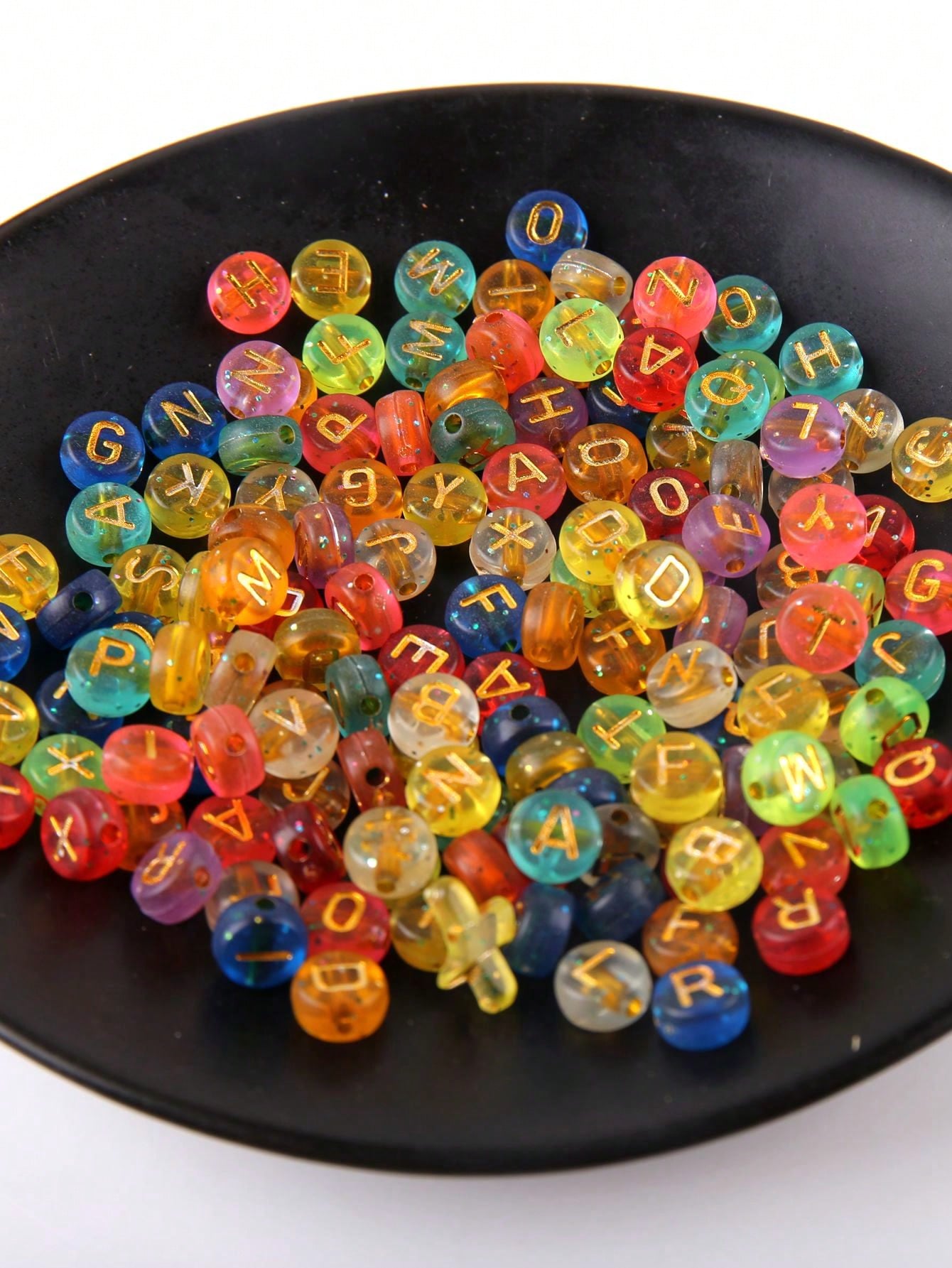 Diy Jewelry Accessories 10mm Acrylic Alphabet Beads With Floral Patterns For Bracelets, Necklaces Making--1