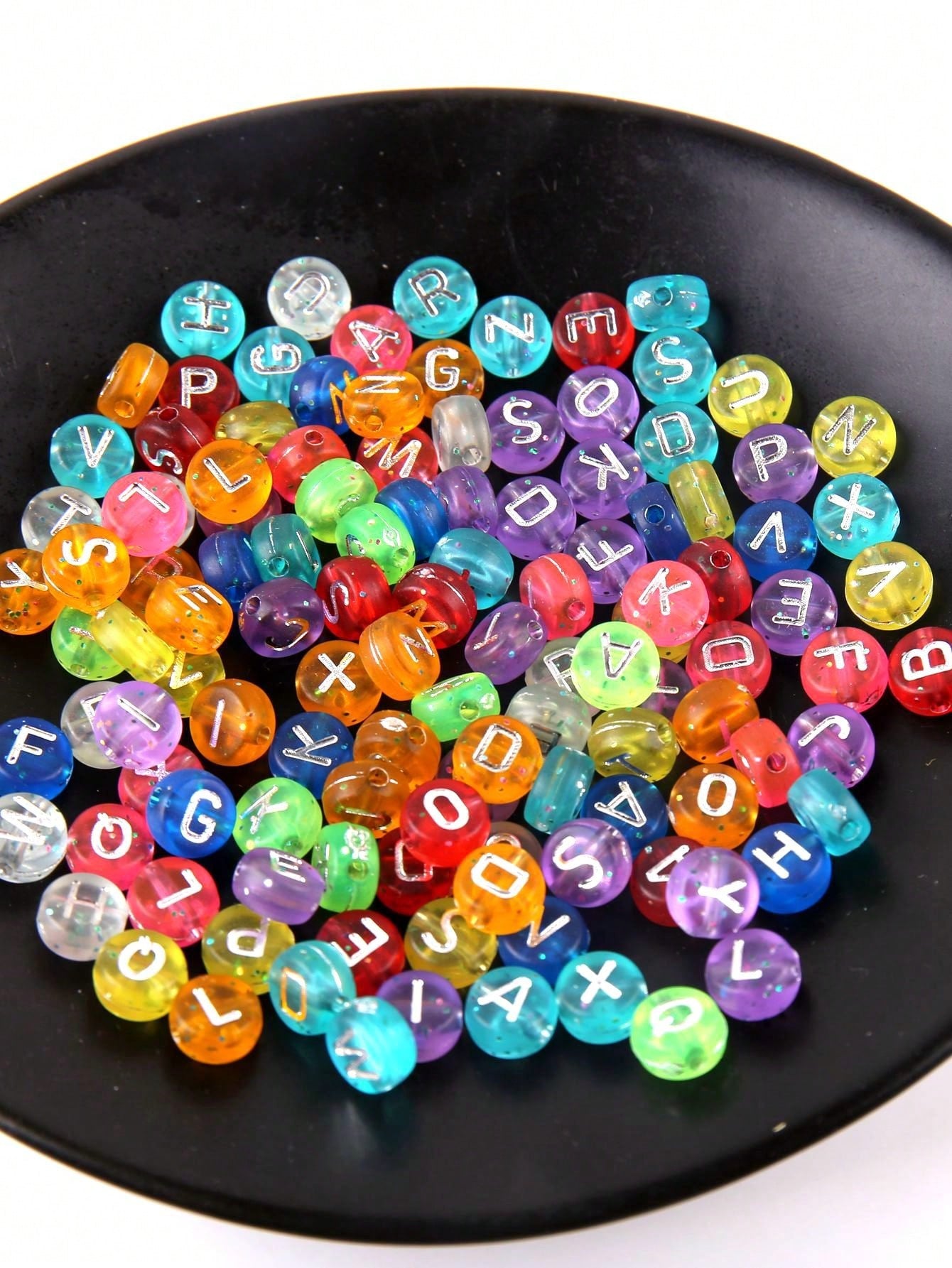 Diy Jewelry Making Supplies 10mm Colorful Floral Acrylic Letter Beads For Bracelet Necklace--1