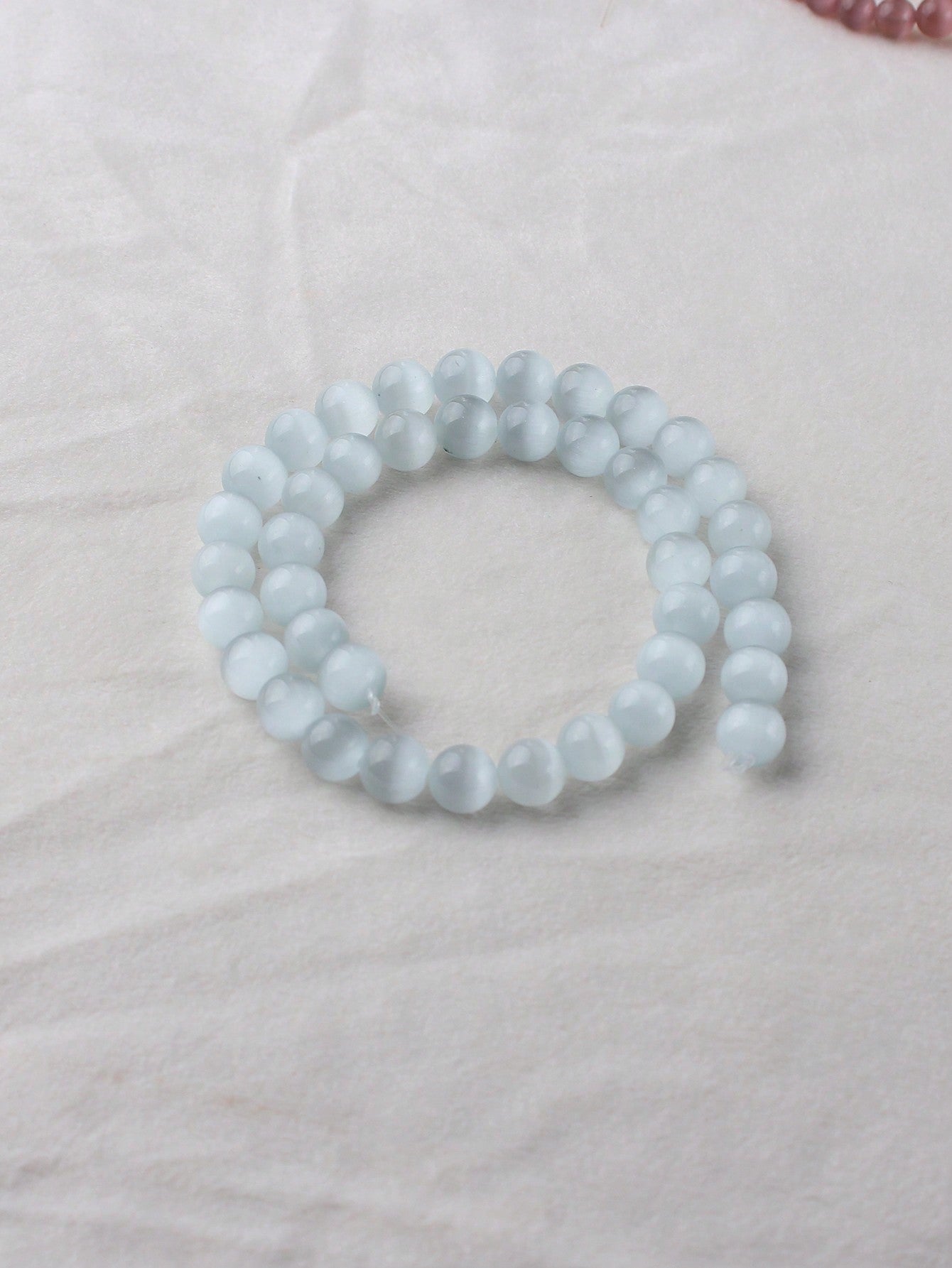 1pc 10mm White Cat Eye Stone Round Loose Bead For Jewelry Making Diy Bracelet Necklace--1