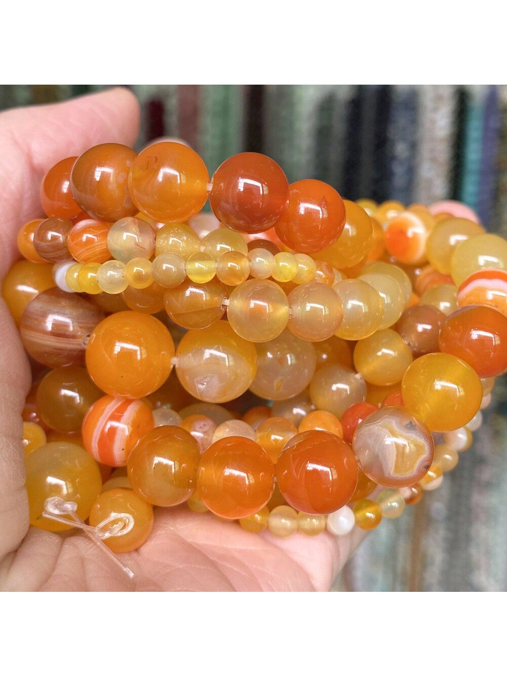 1 Strand 4/6/8/10/12mm Natural Stone Beads Orange Stripe Agates Round Loose Spacer Beads For Jewelry Making DIY Bracelets Accessories 15"-Orange-1