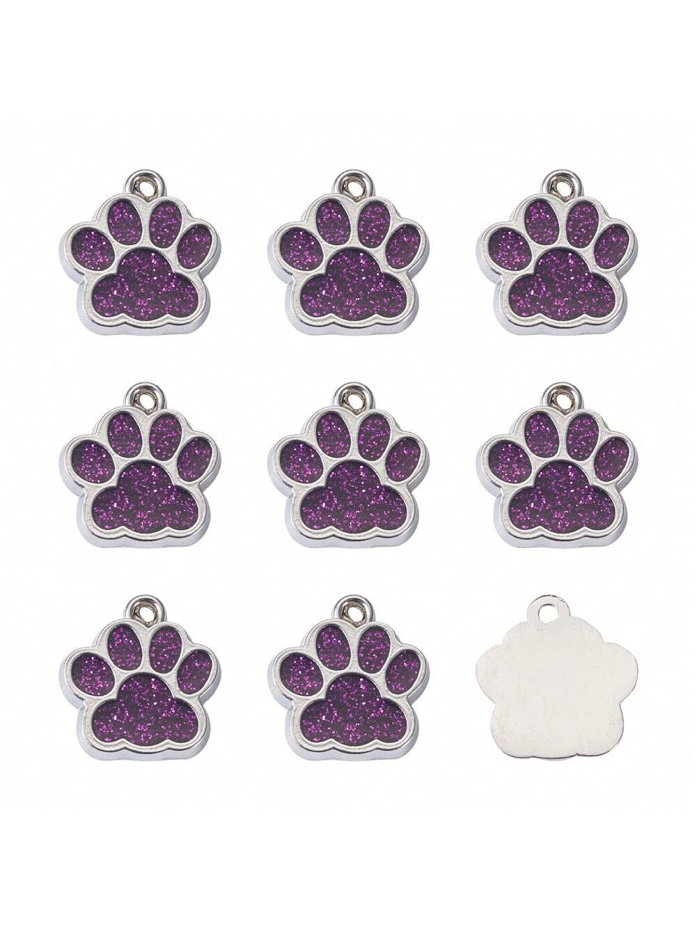 10pcs 17.7x16.6x2mm Alloy Enamel Dog Footprint Pendants With Glitter For Jewellery Making-Purple-1