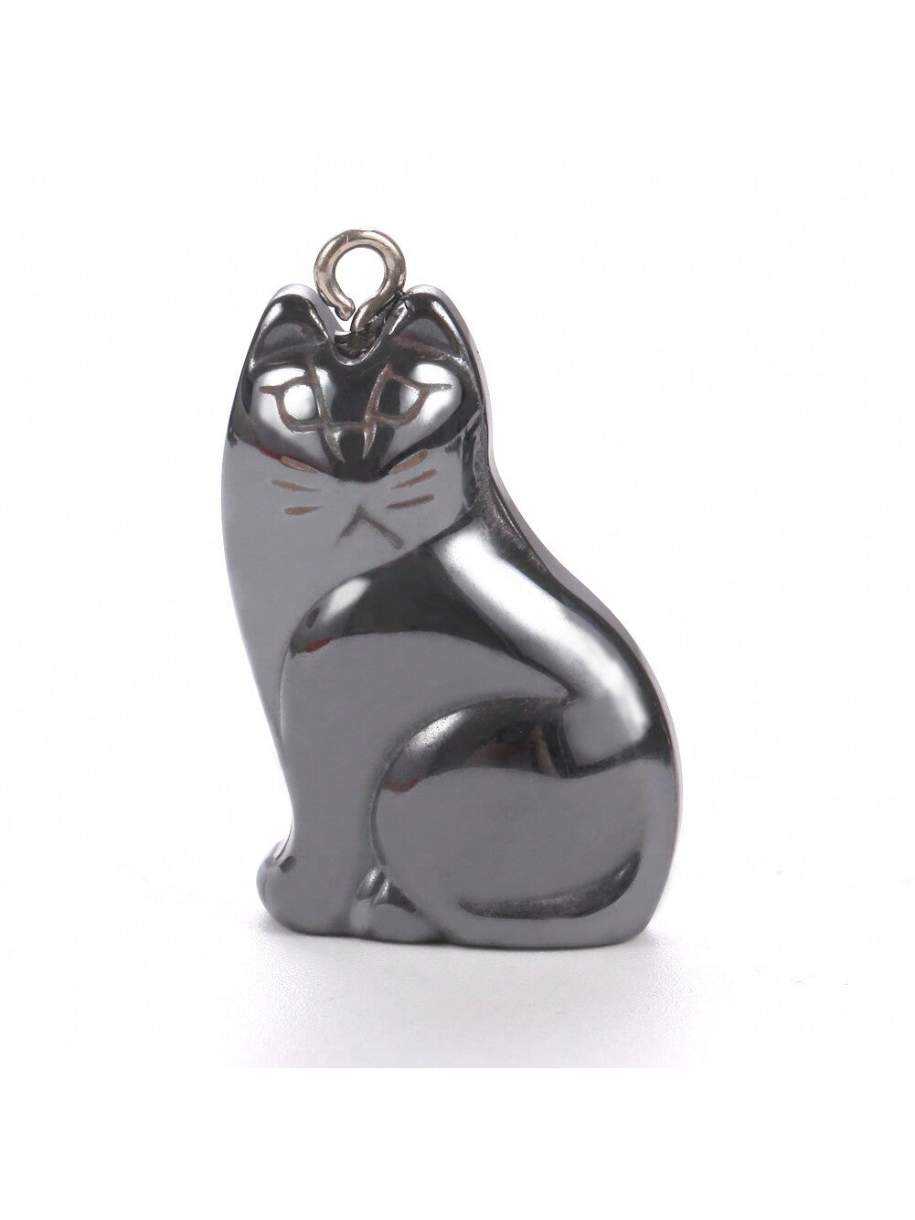 1 pc Nature Kitten Hematite Stone Bone Pendant Bead Charm Metal 29x19x6mm Jewelry DIY Necklace Making Accessories For Women Men-the cat-1