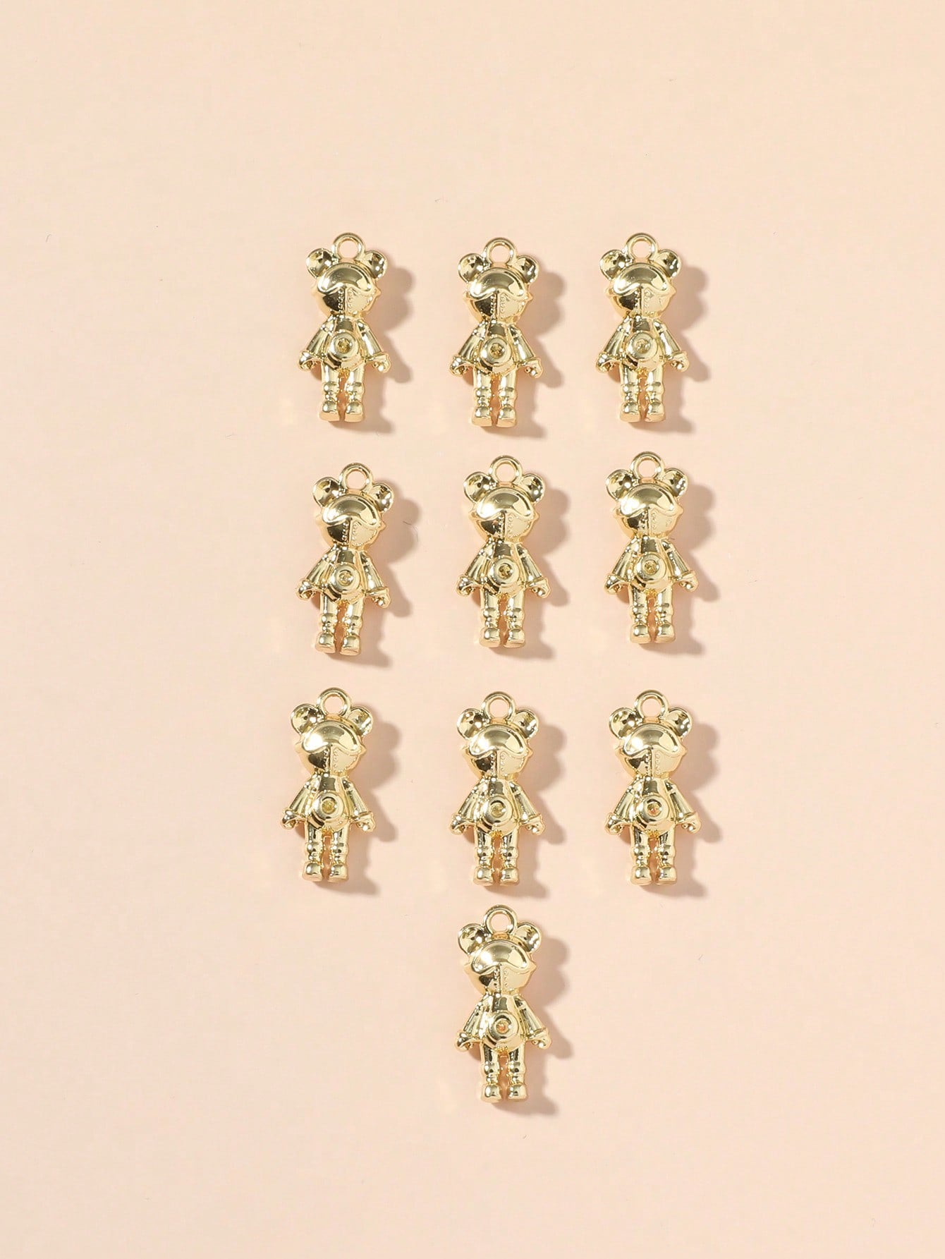 10pcs Diy Cute Bear Shaped Pendant With Gold Color-Gold-1