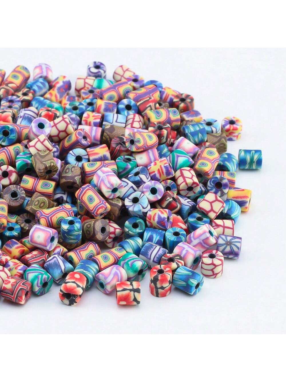 50pcs Multicolor Straight Tube Soft Pottery Beads For Bracelet, Necklace, Diy Jewelry Making--1