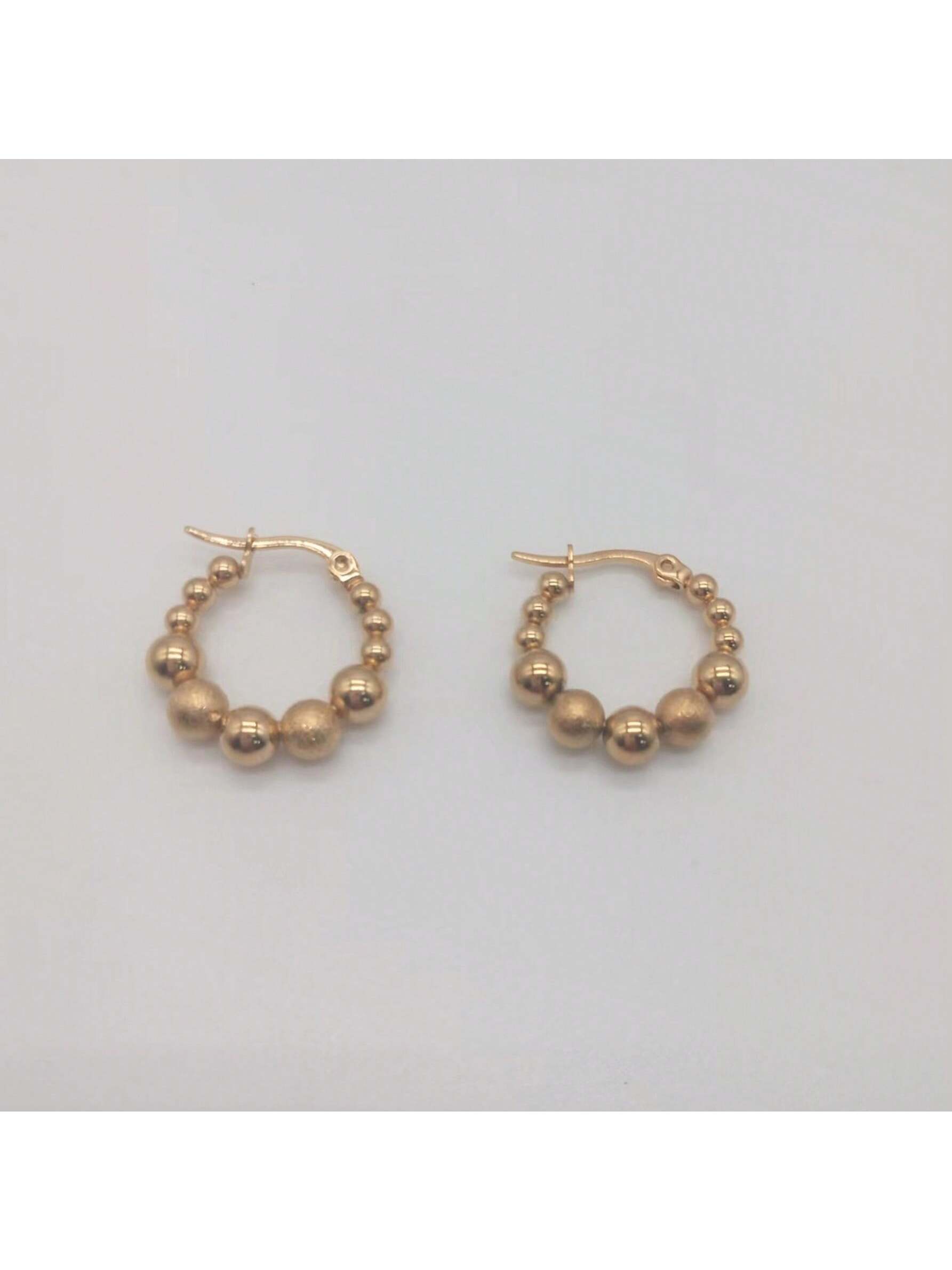 1pair Cross-border Ins Minimalist Style Geometric Beads Hoop Earrings Wholesale Suitable For Daily Wear-Yellow Gold-1