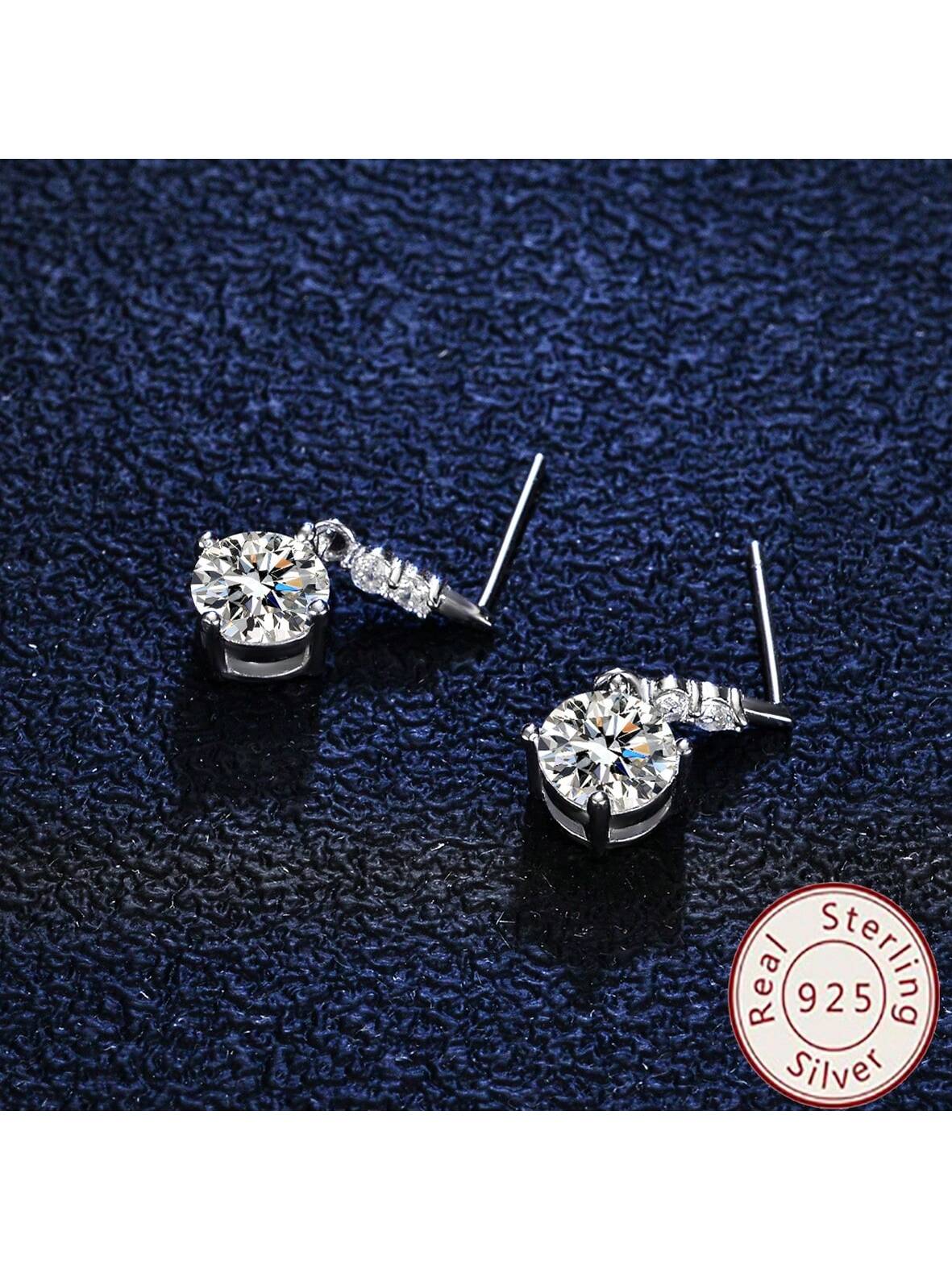 0.5 Ct Full Cut Vvs1/d Color Moissanite Women's Earring Studs Dangling From S925 Silver White Gold Plated Setting, Ideal For Proposal, Wedding. Birthday And Anniversary Gift--1