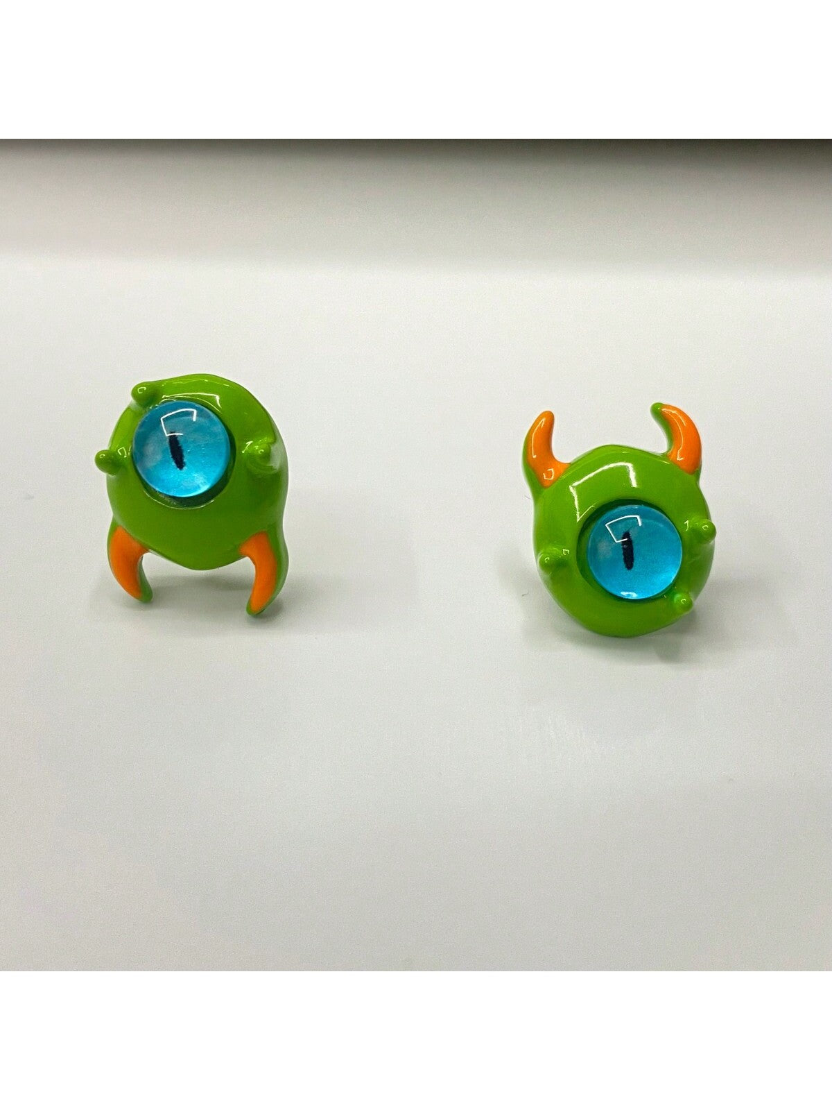 Cartoon Silver Needle Big Eye Little Monster Stud Earrings For Women-Green-1