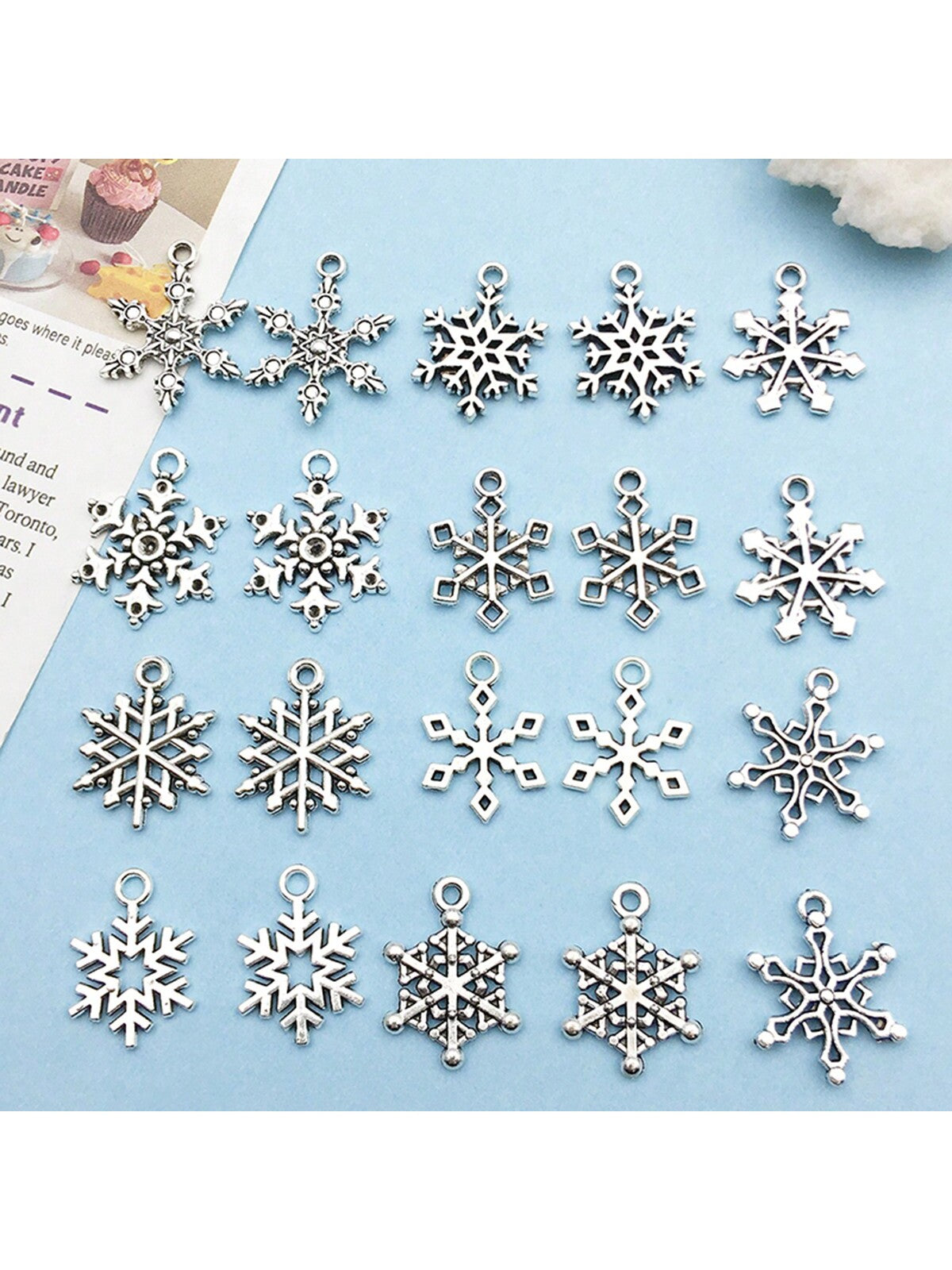 20   pcs fashionable zinc snowflake exquisite tableware charm pendants, jewelry making DIY necklaces, bracelets, earrings, handcrafted--1