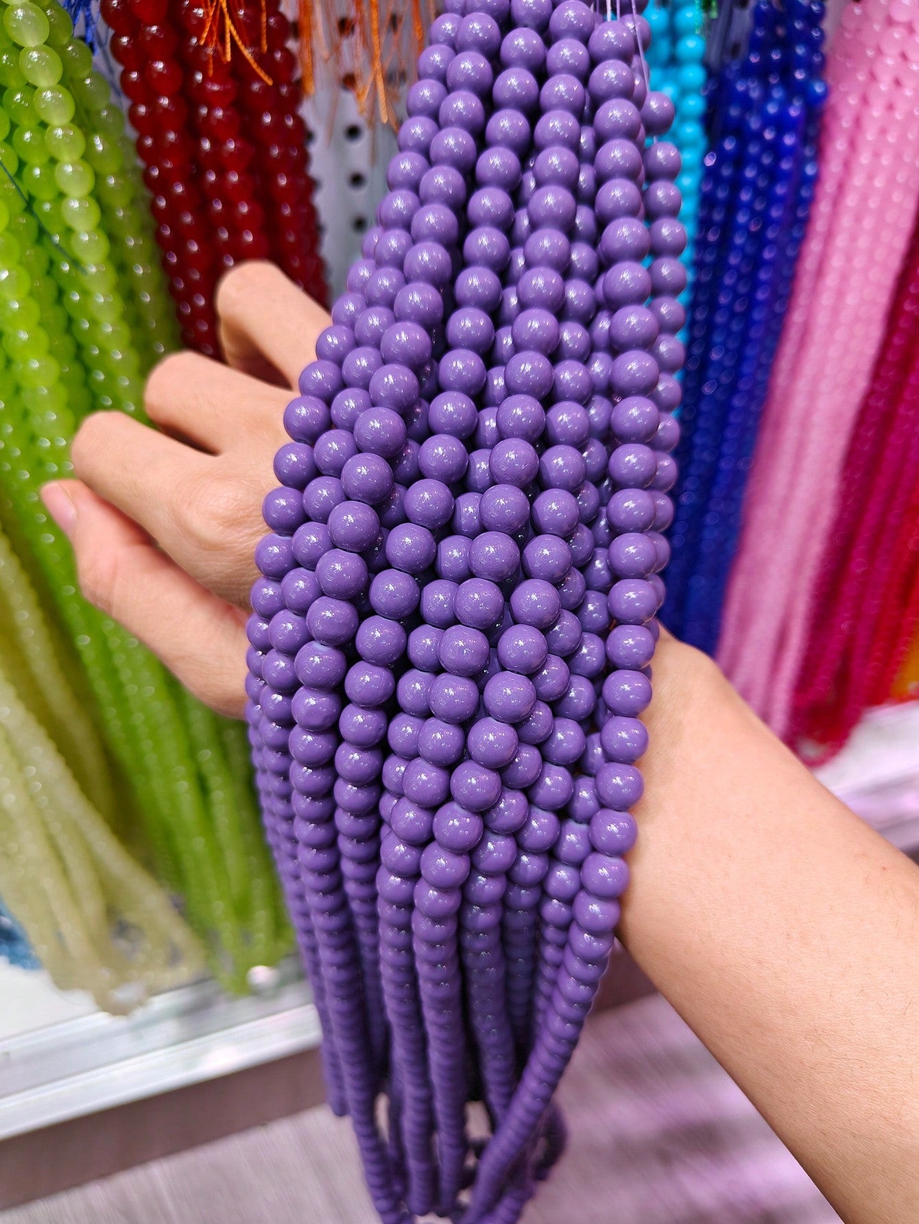 【Factory Supply】1 Strand 100pcs 8mm Glass Beaded Semi-Finished Accessories DIY Handmade Jewelry-Violet Purple-1