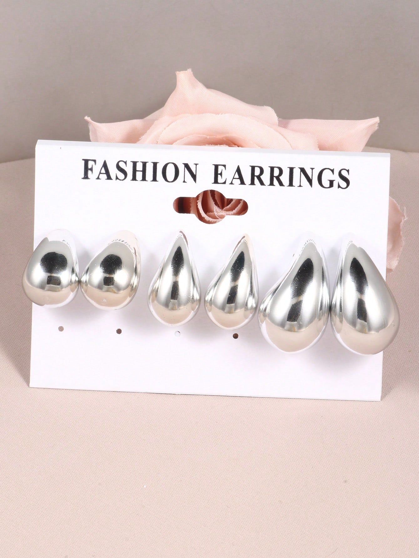 3pcs/set Fashionable Water Drop Shaped Women's Stud Earrings--1