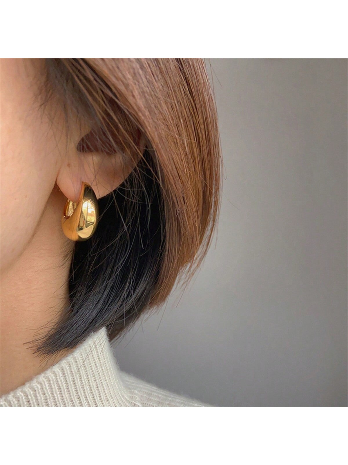 1pair Circular Hollow Out & Teardrop Design Simple And Stylish Earrings With Unique Sense Of Luxury-Gold-1