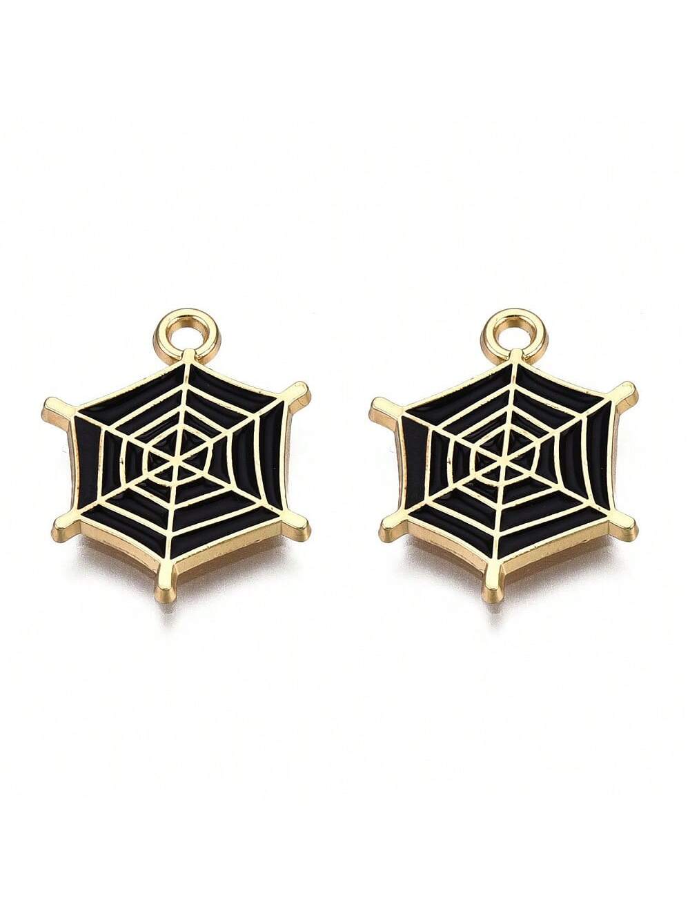 10pcs Halloween Themed Alloy Enamel Charms, Spider Web/Spooky/Bat, For Bracelet Necklace Earrings And Other Jewellery Making-Multicolor-1