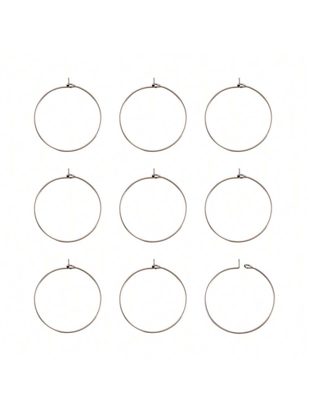 100pcs 35x30x0.7mm 316 Stainless Steel Hoop Earring Charms For Diy Jewellery Making Accessories-Silver-1