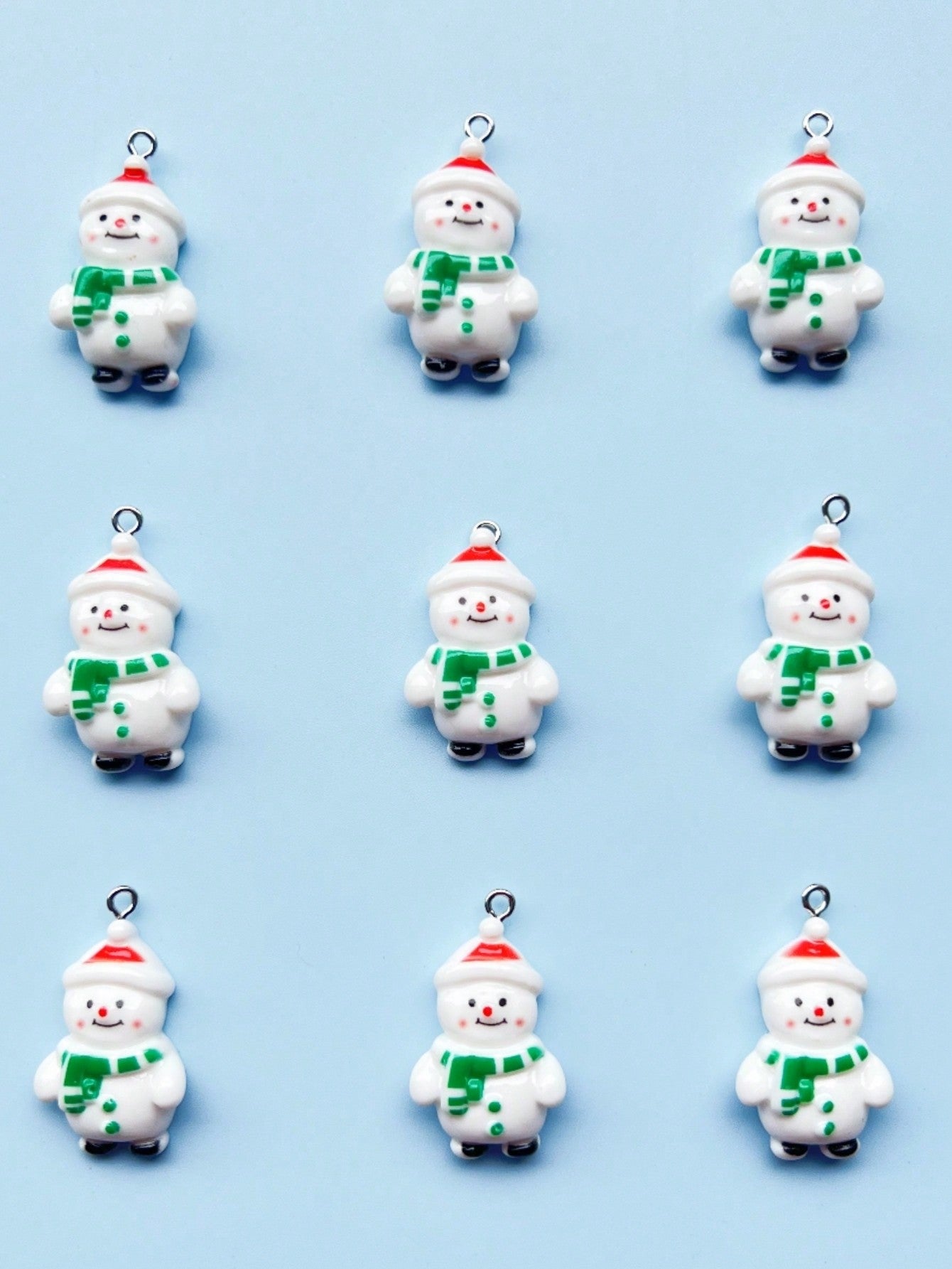 9pcs New Christmas-themed Diy Jewelry Making Accessories, Including Hats, Snowmen, Earrings, Necklaces, Keychains Etc.-Multicolor-1