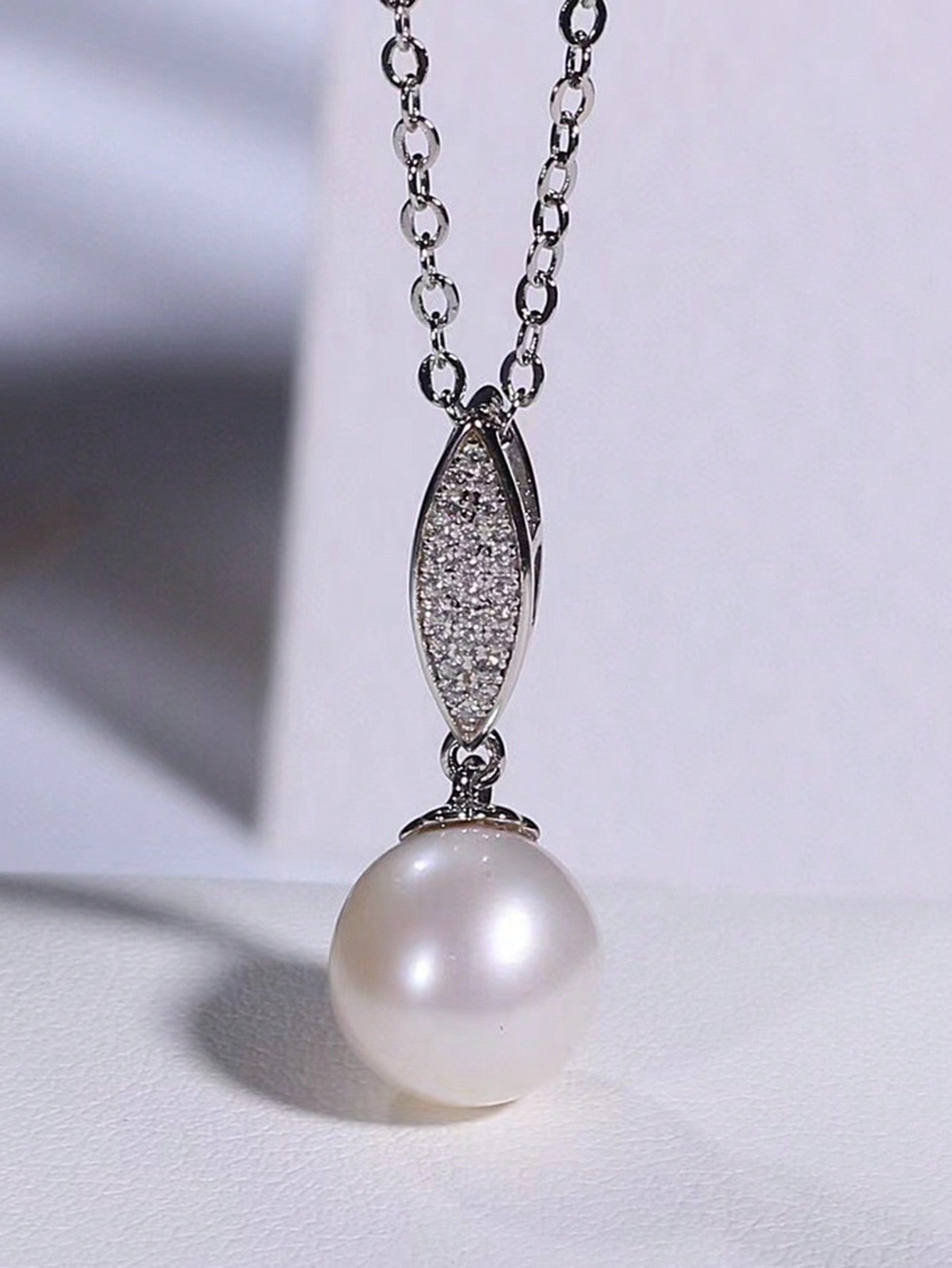 925 Sterling Silver & Natural Freshwater Pearl Pendant, Silver Color, New Fashionable Lightweight Daily Wear Elegant Accessory--1