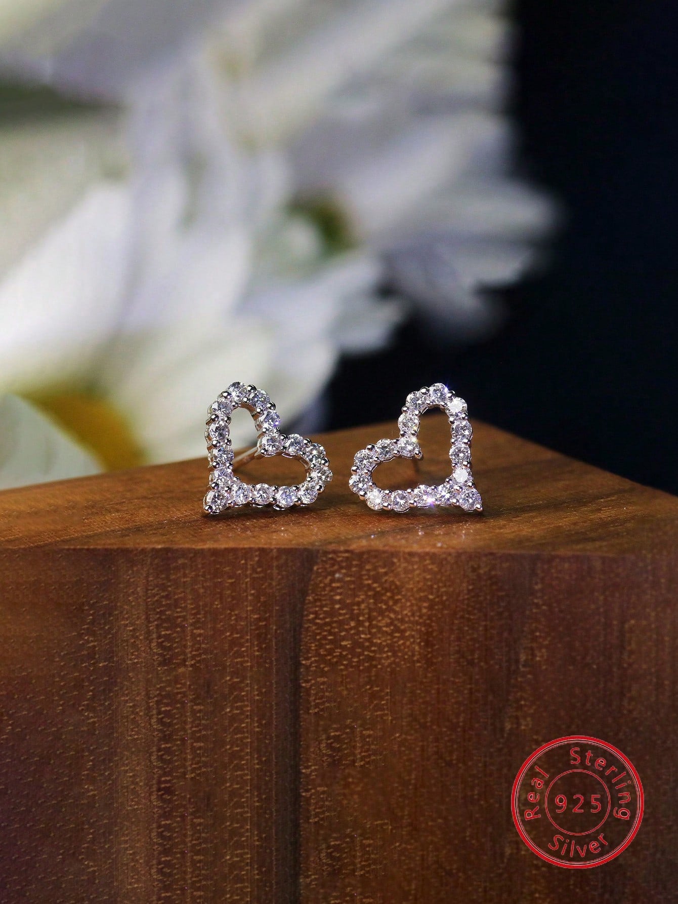 1pc Beautiful Women's Heart Shaped S925 Sterling Silver Stud Earrings For Party--1