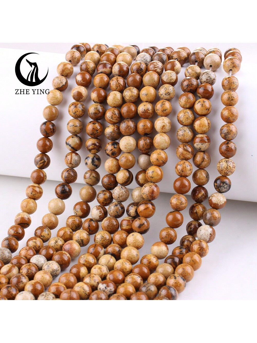 1 Strand 6/8/10mm Natural Healing Crystal Picture Jasper Beads, 38cm, For Diy Jewelry Making--1