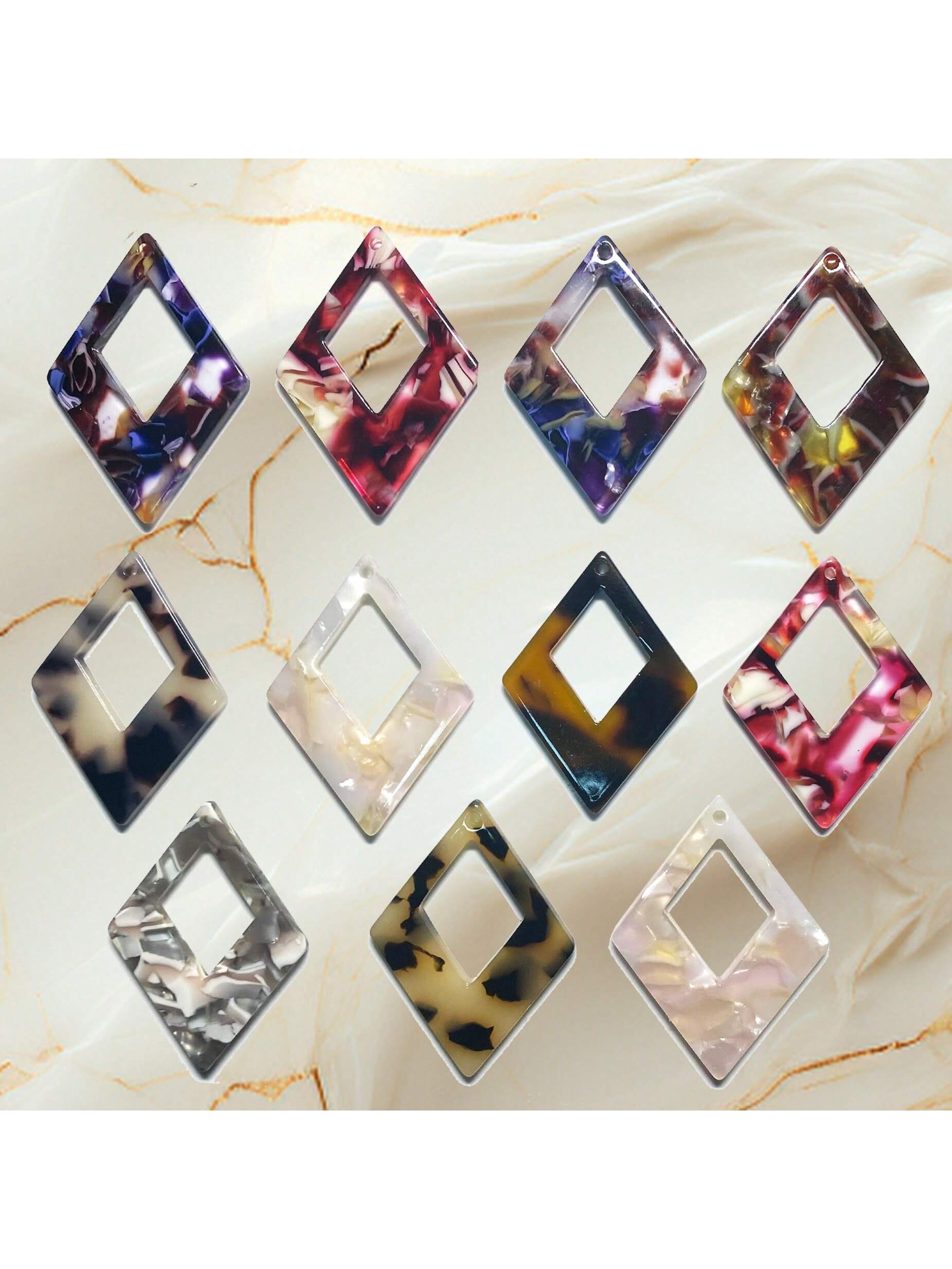 15pcs Rhombus Shaped Beads For Jewelry Making, Perfect For Collars, Bracelets, Earrings, Necklaces And Diy Crafts With High-end Rhomboid Polygon Pendants – The Ideal Choice For Gifts During Festivals And Daily Wear With Modern Charm Style--1